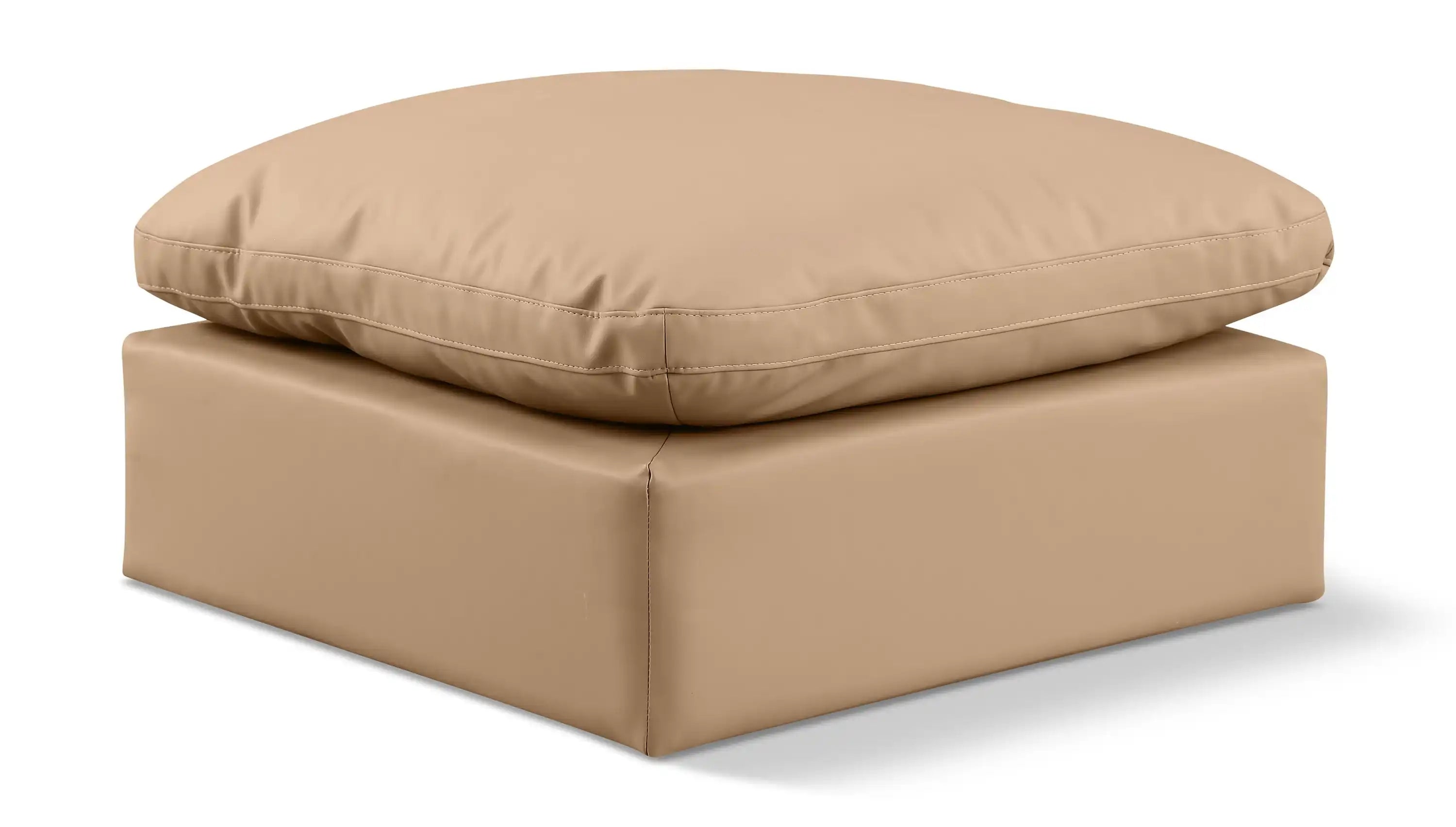 Indulge - Faux Leather Ottoman - Tan - Best Buy Furniture