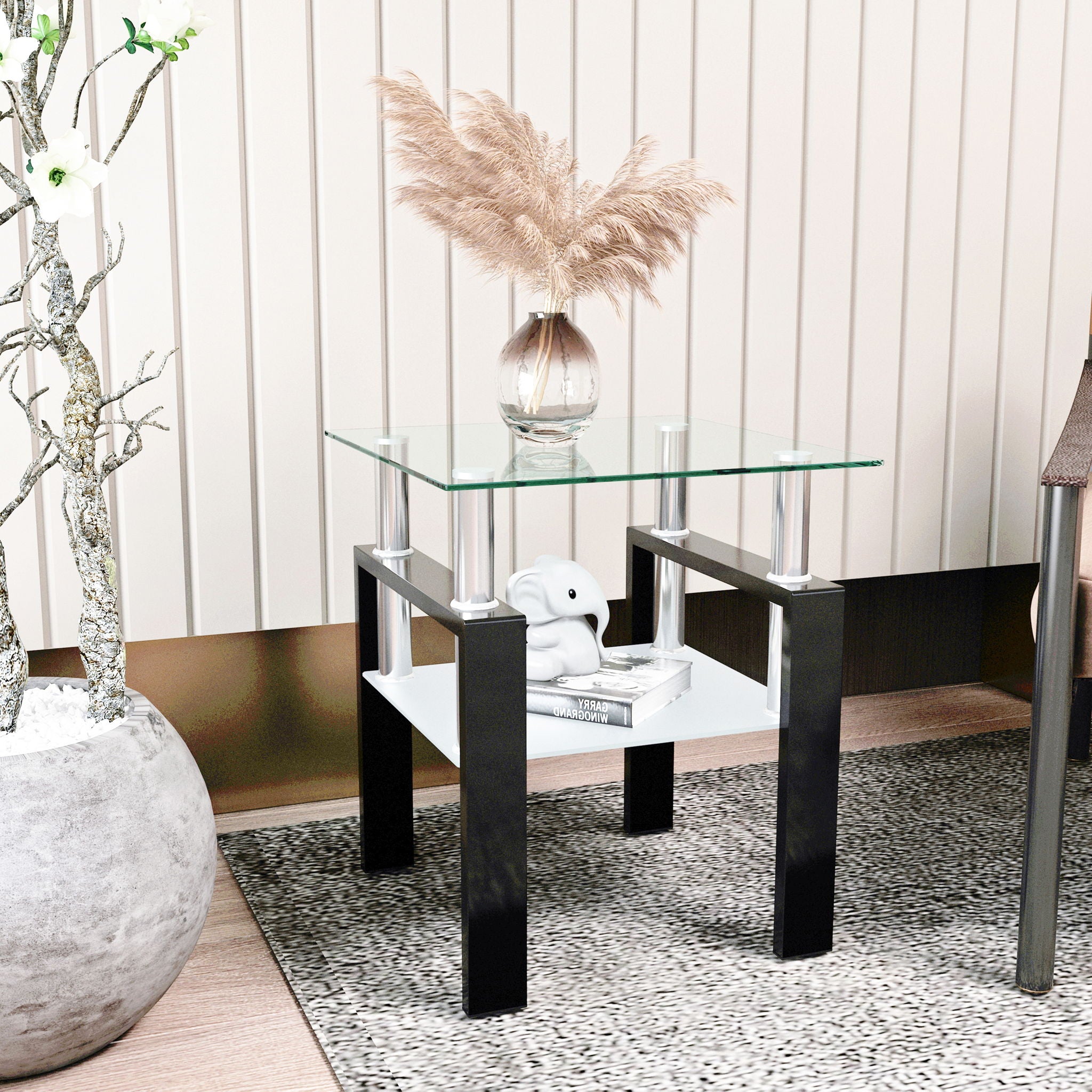 Modern Tempered Glass Tea Table, End Square Table For Living Room - Best Buy Furniture
