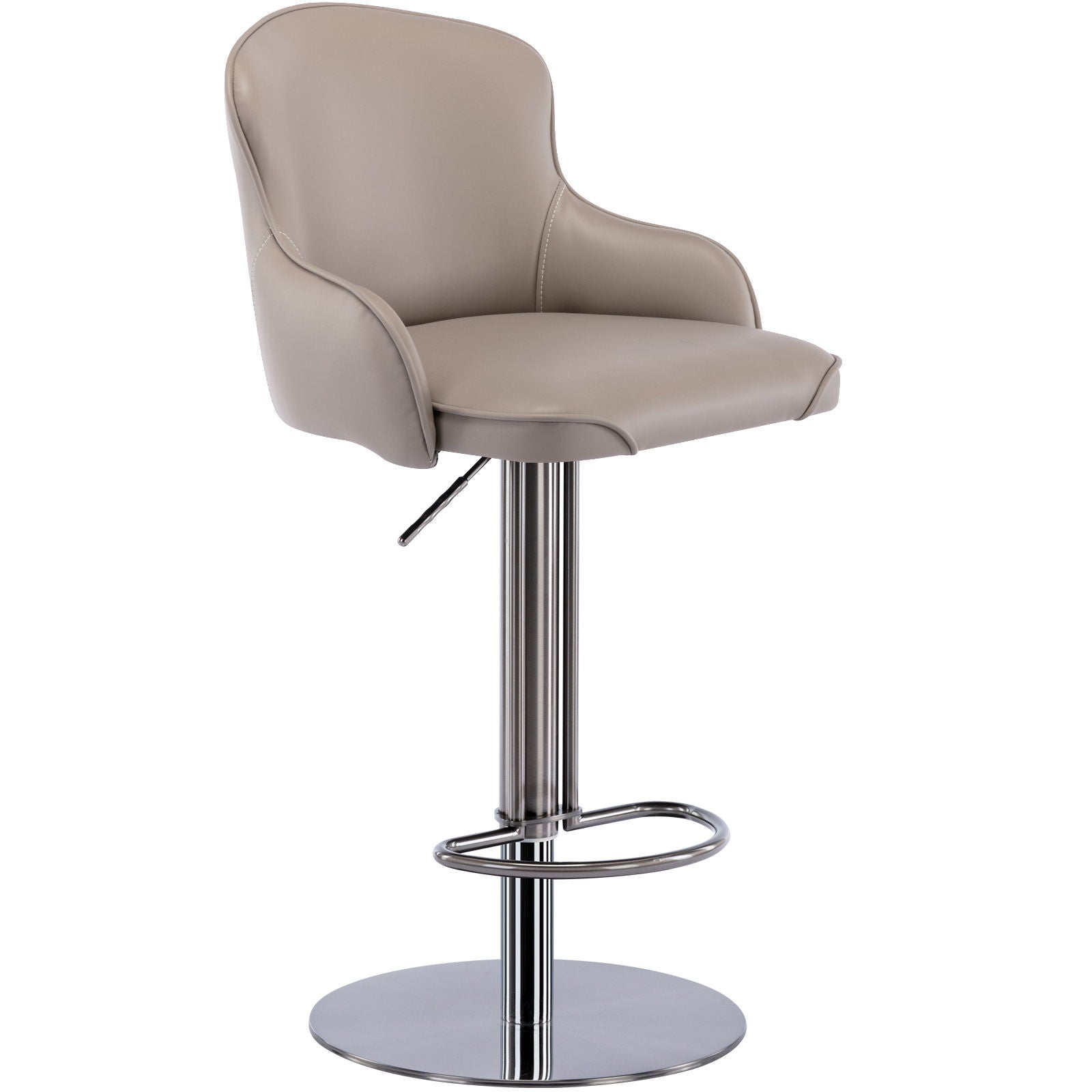 Titanium Stainless Steel Bar Stool, Grade Modern Leather Bar Chair With Backrest, Swivel Adjustable Height For Kitchen Counter And Dining Room - Best Buy Furniture