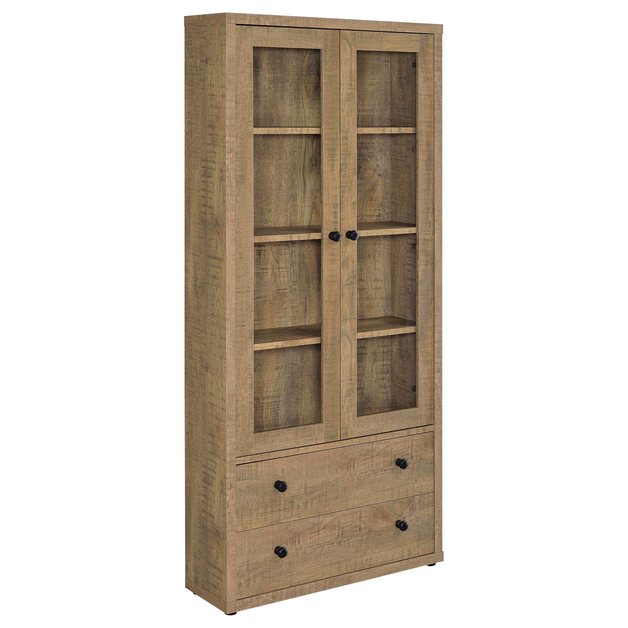 Hawthorne - 4-Shelf Glass Door Tall Cabinet With Drawers - Best Buy Furniture