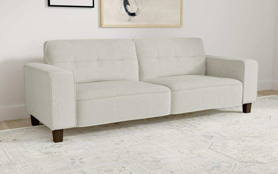 Deerhurst - Upholstered Track Arm Tufted Sofa - Greige - Best Buy Furniture