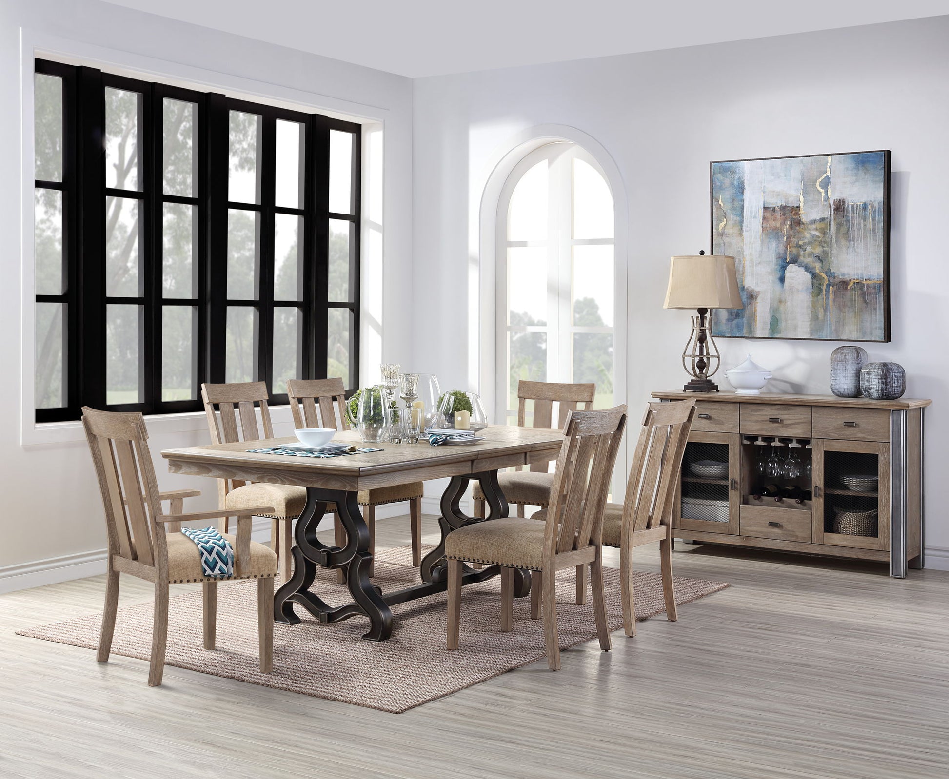 Nathaniel - 7 Pieces Dining Room Set - Maple - Best Buy Furniture