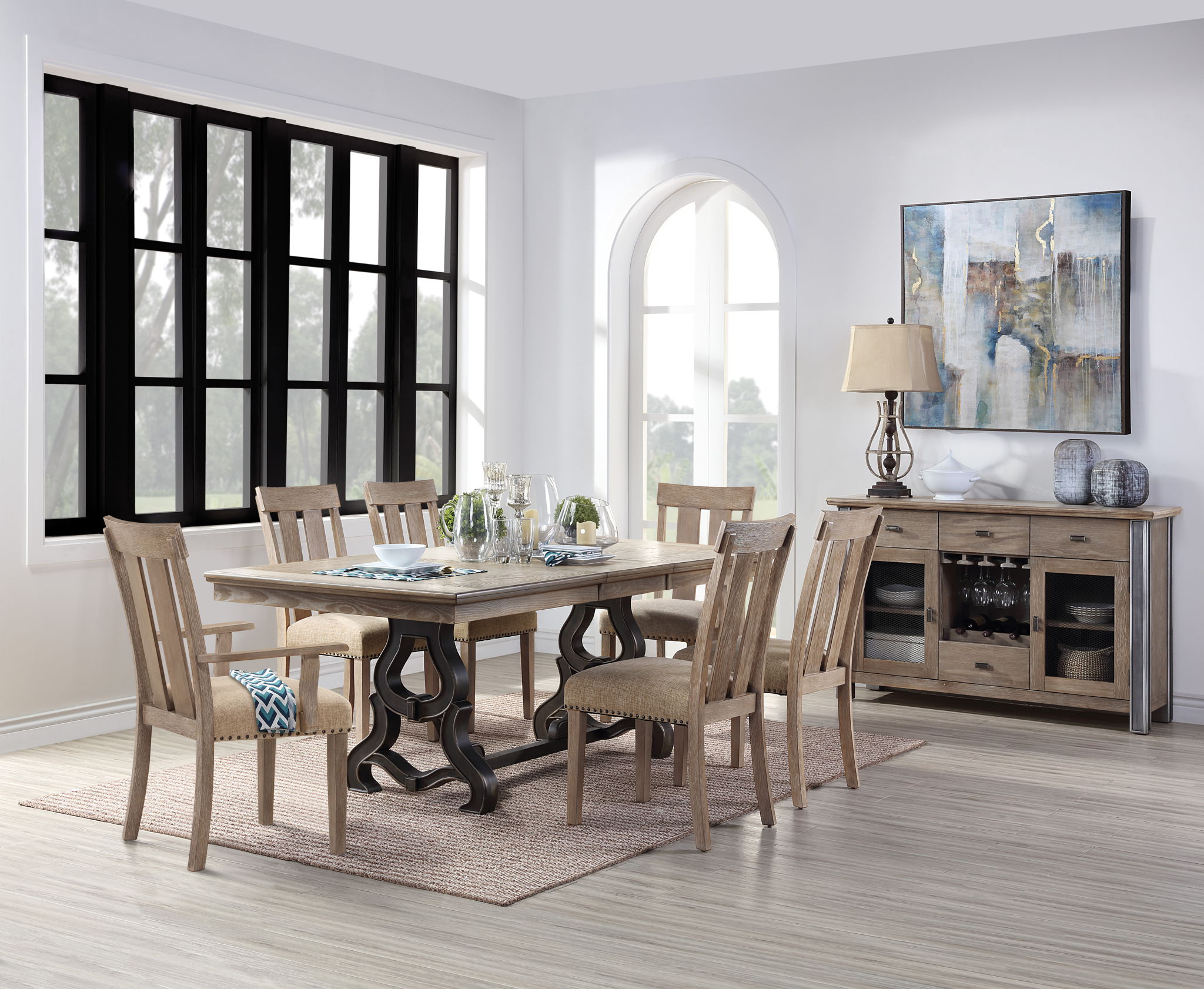 Nathaniel - 7 Pieces Dining Room Set - Maple - Best Buy Furniture