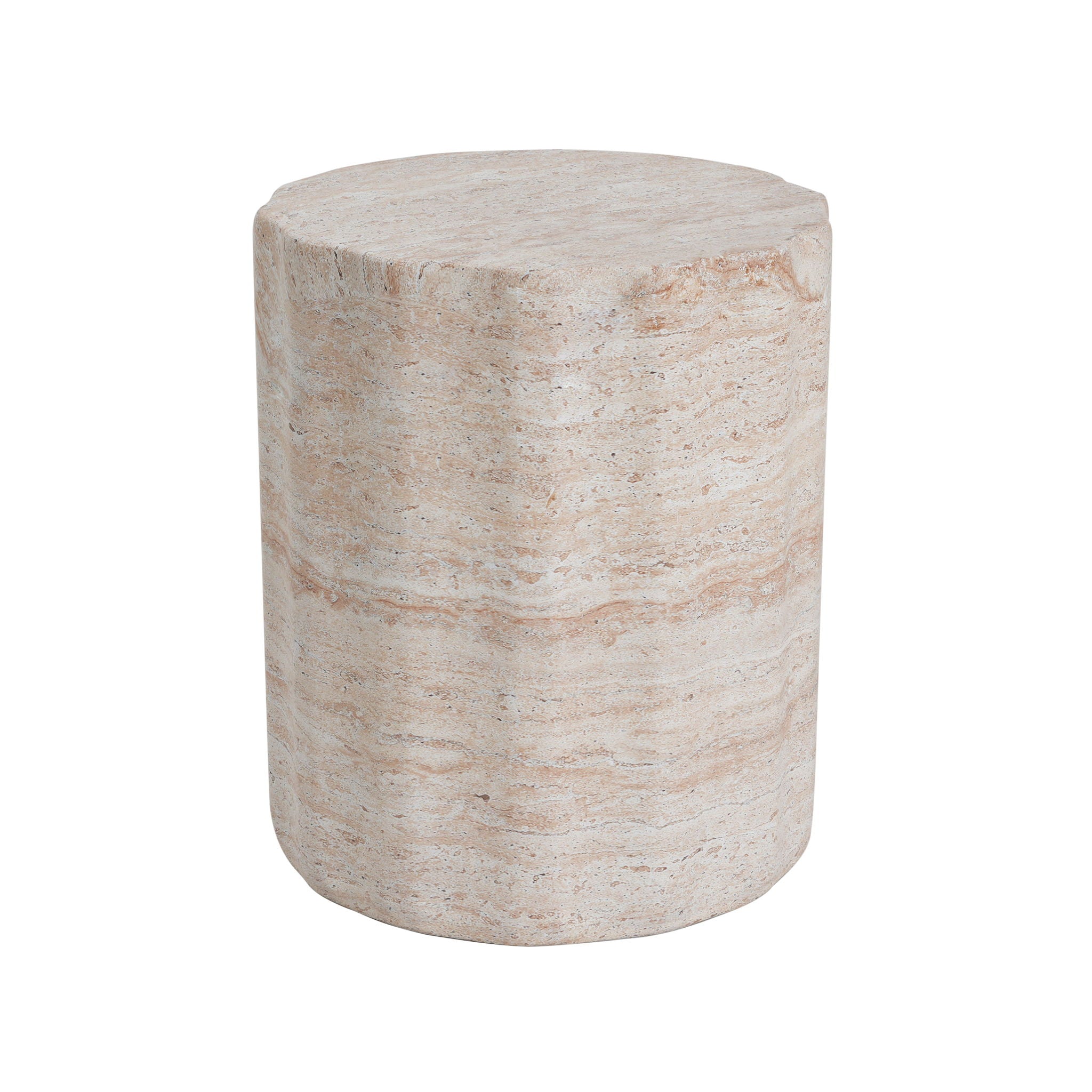 Elegant Indoor / Outdoor Lightweight Concrete Side Table With Travertine - Beige - Best Buy Furniture
