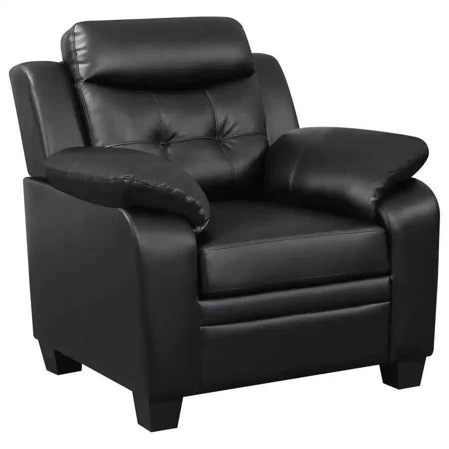 Finley - Upholstered Padded Arm Tufted Accent Chair - Black - Best Buy Furniture