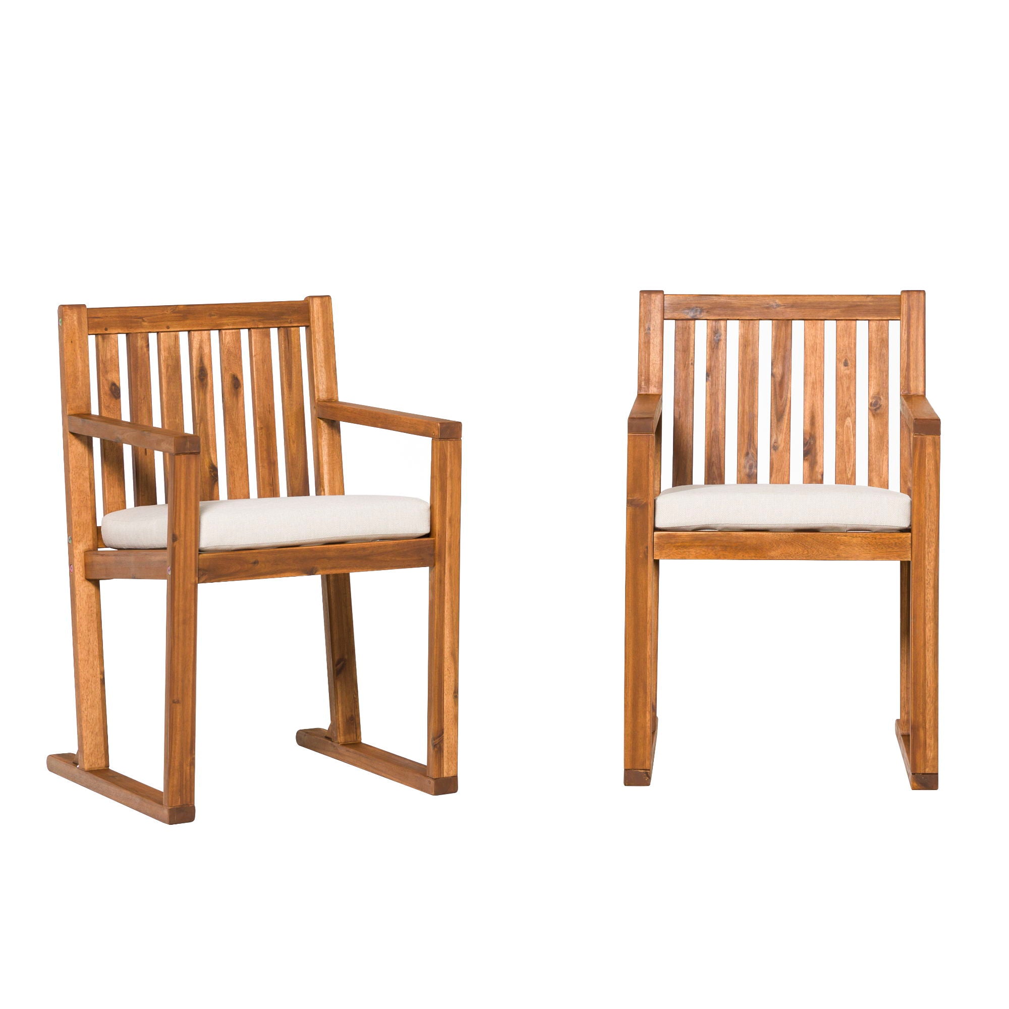Contemporary 2 Piece Solid Wood Slat Back Patio Dining Chairs - Brown - Best Buy Furniture