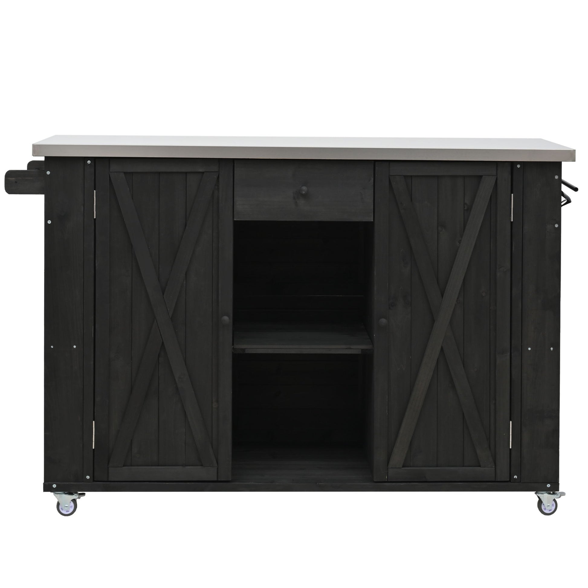 Outdoor Kitchen Island With Stainless Steel Top, Ample Storage Space, Towel And Spice Racks And A Bottle Opener - Best Buy Furniture