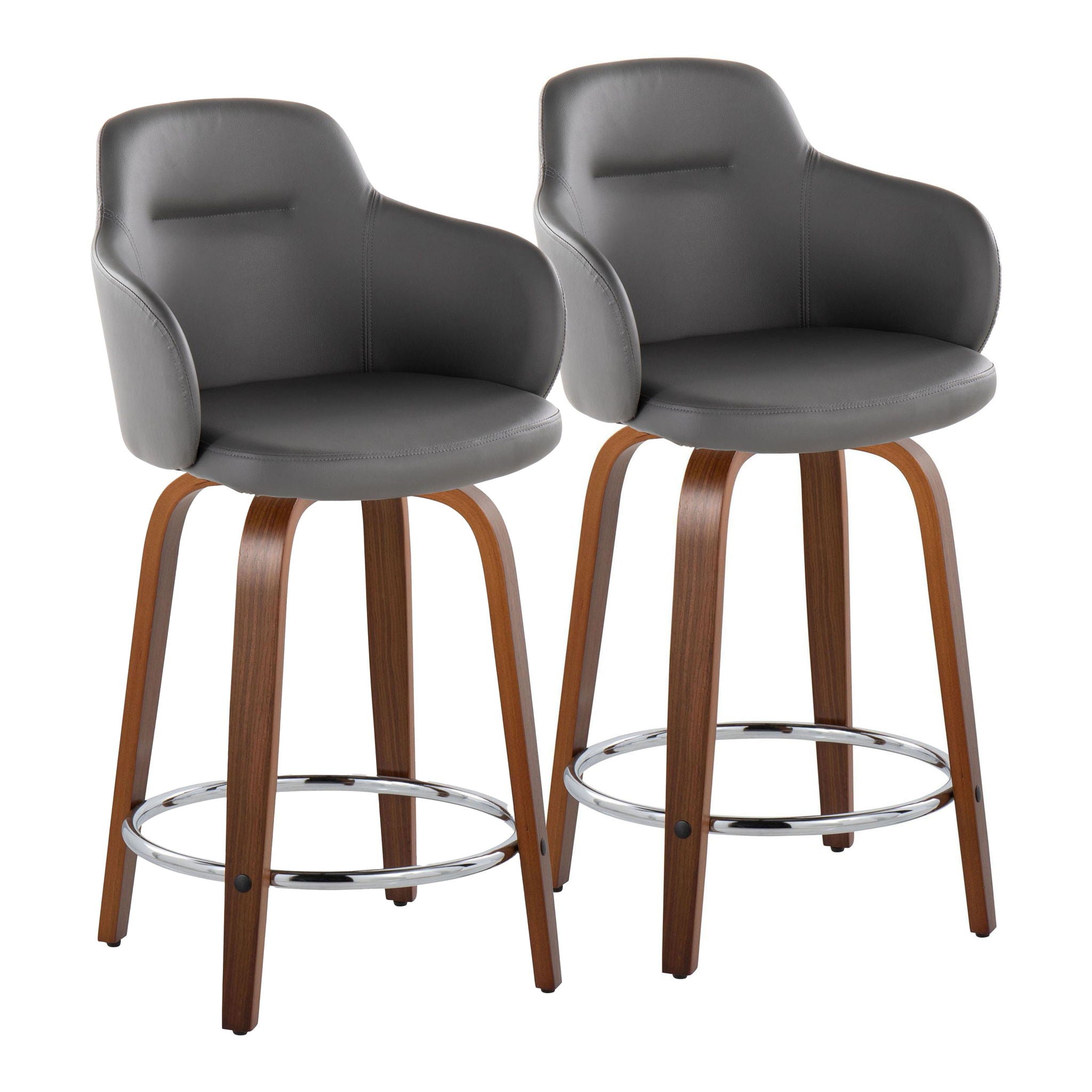 Boyne - Contemporary Fixed Height Counter Stool With Swivel With Round Footrest (Set of 2) - Best Buy Furniture
