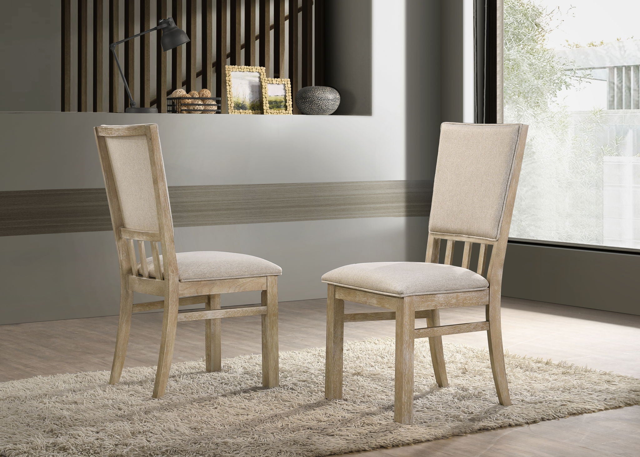 Brutus - Wide Contemporary Fabric Dining Chair (Set of 2) - Reclaimed Wheat - Best Buy Furniture