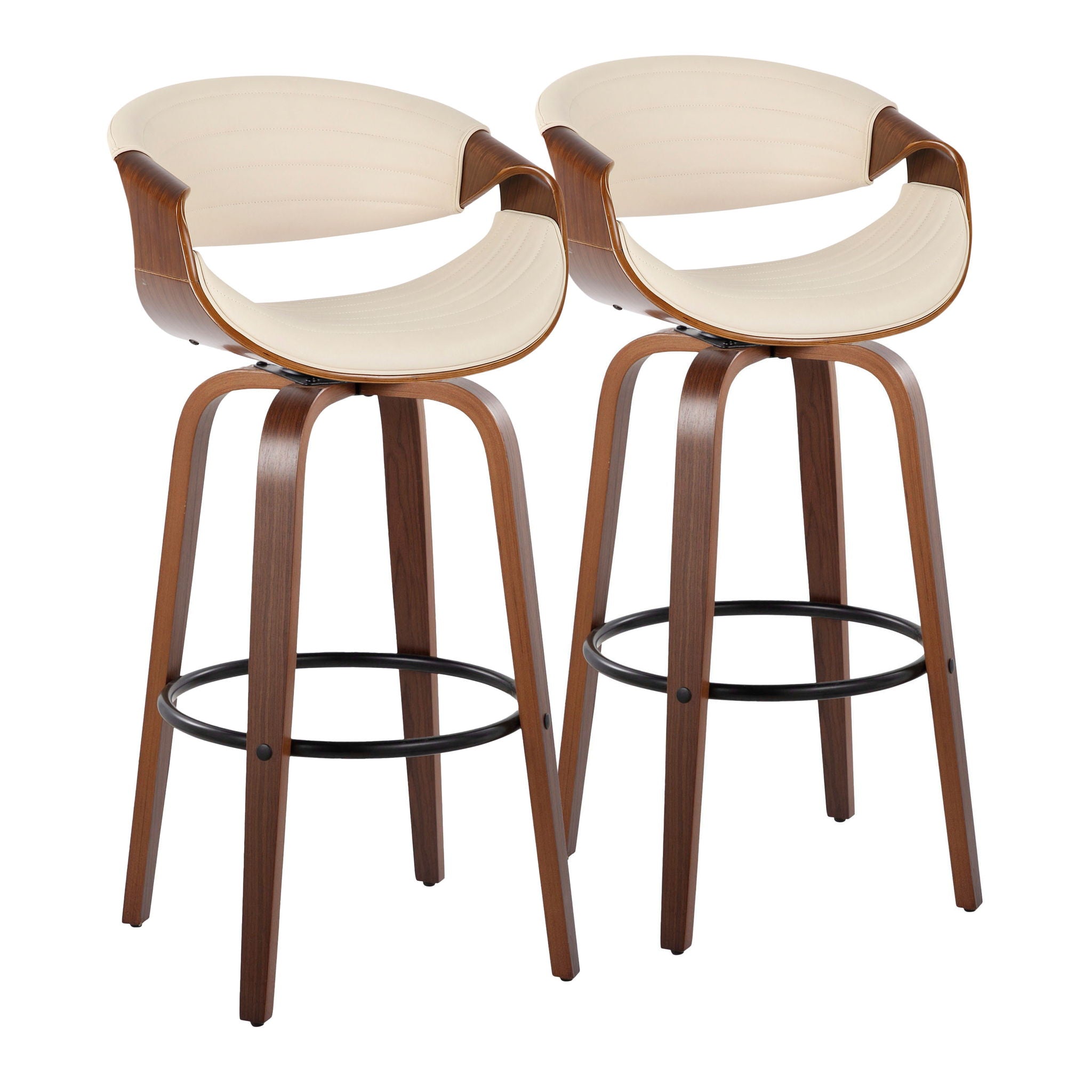 Symphony - Mid Century Modern Fixed Height Barstool With Swivel And Round Footrest (Set of 2) - Best Buy Furniture