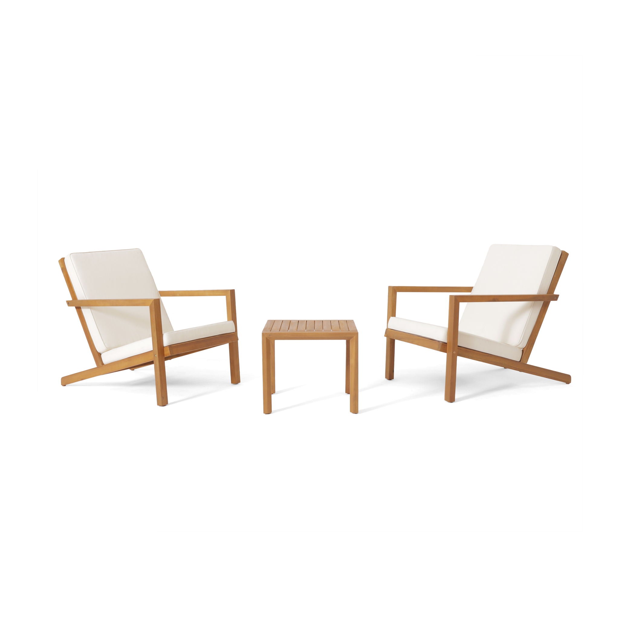 3 Piece Outdoor Chat Set With Table And 2 Adirondack Chairs - White / Brown Patina - Best Buy Furniture