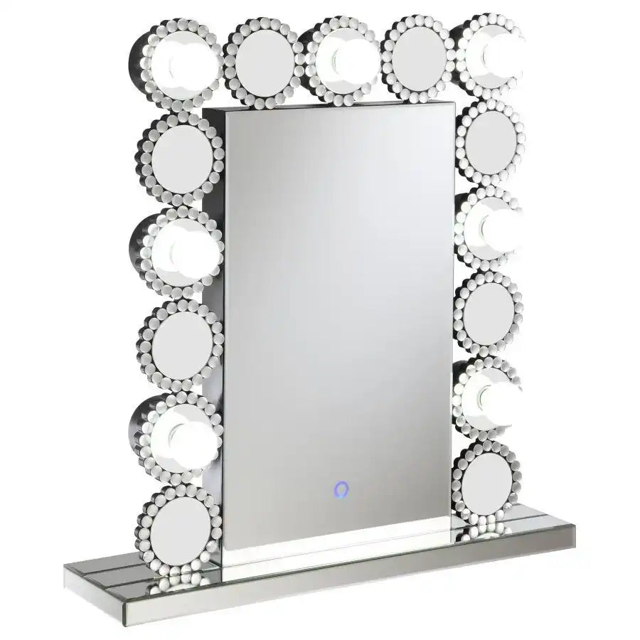 Aghes - Vanity Mirror With Lighting - Silver - Best Buy Furniture
