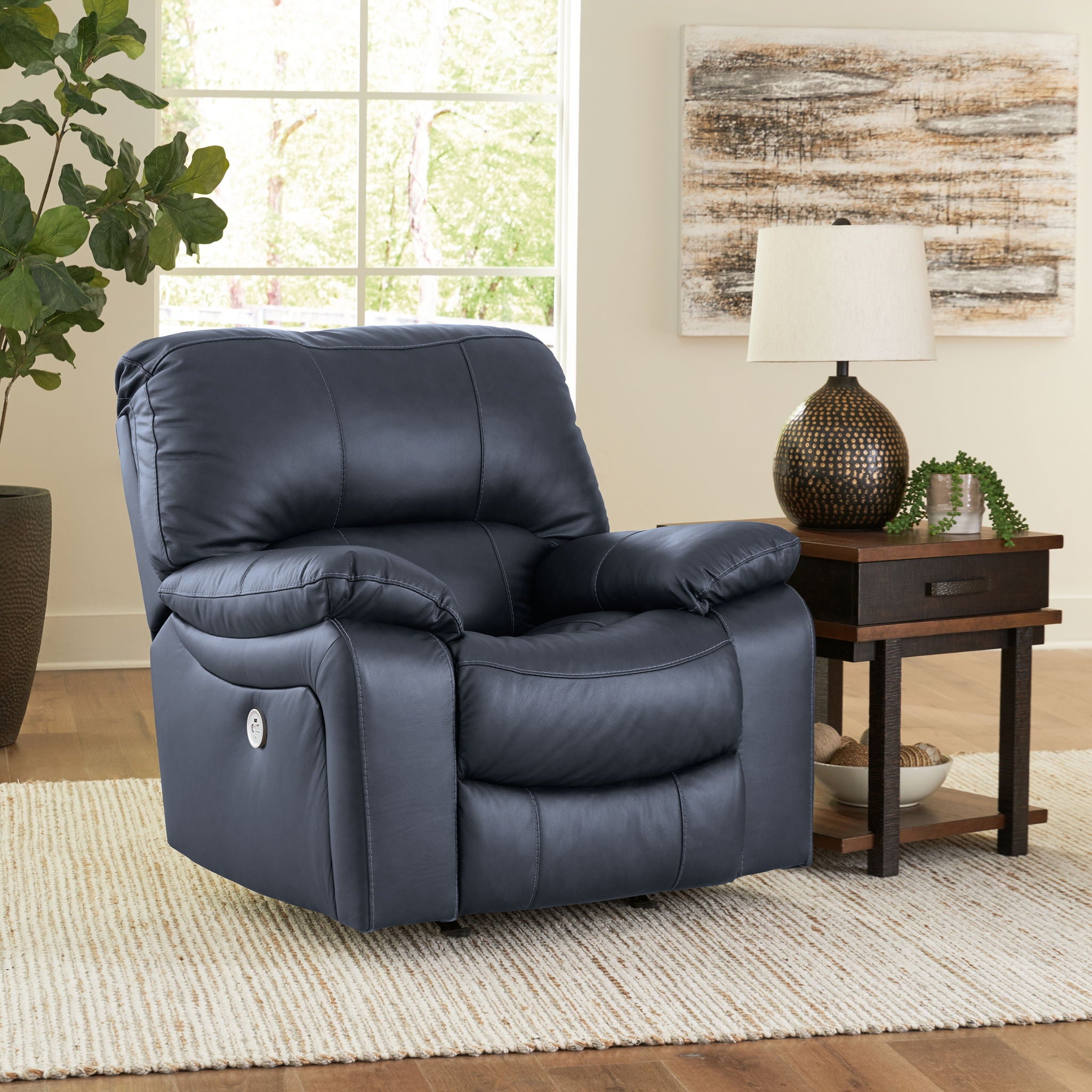 Leesworth - 3 Pc. - Power Reclining Sofa, Power Reclining Loveseat, Power Rocker Recliner - Ocean - Best Buy Furniture