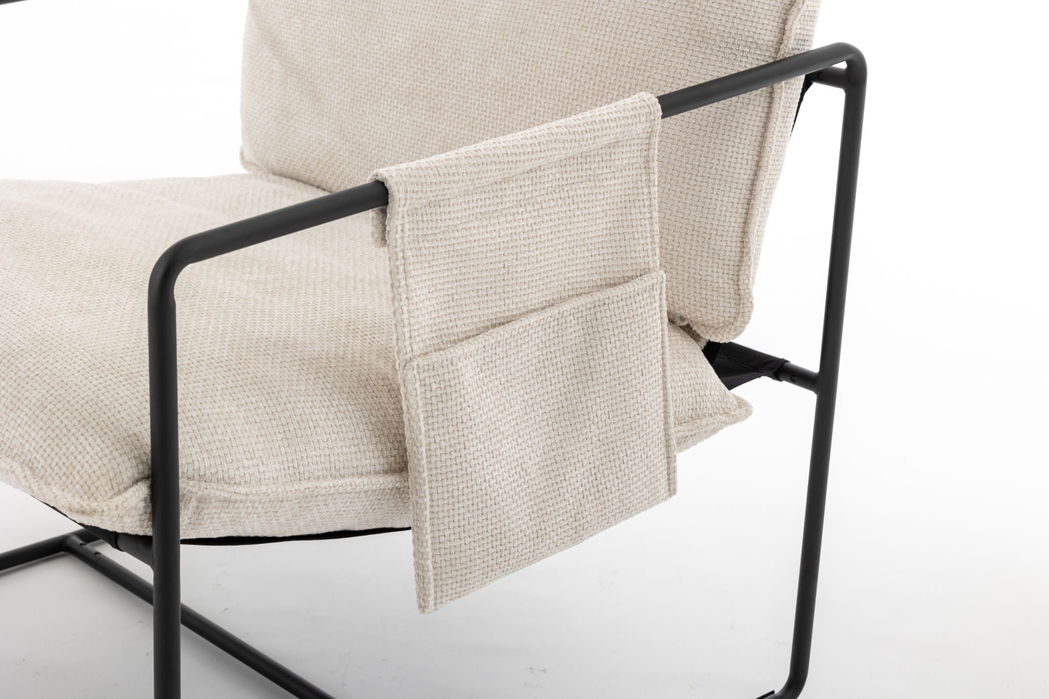 Upholstered Hanging Armchair With Arm Pocket Metal Frame (Set of 2), Crushed Foam Cushions And Skin-Friendly Braid For Living Room And Bedroom - Best Buy Furniture