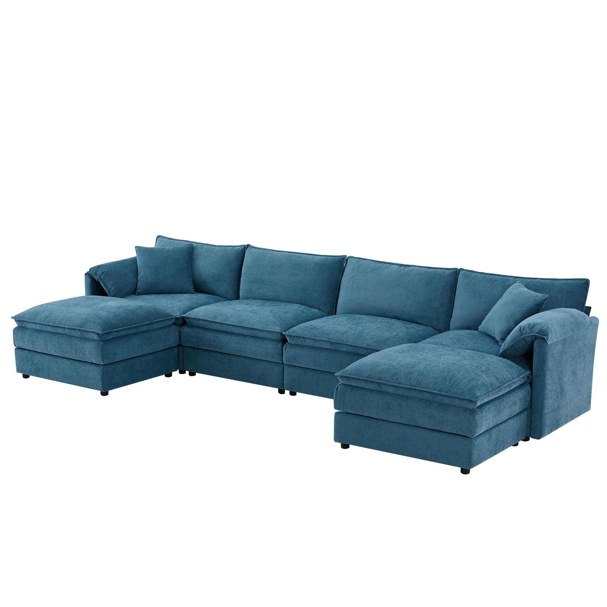 Modular Sectional With Deep And Wide Seat, Cloud Couch Set With Double Cushions Sofa With Movable Ottoman - Best Buy Furniture