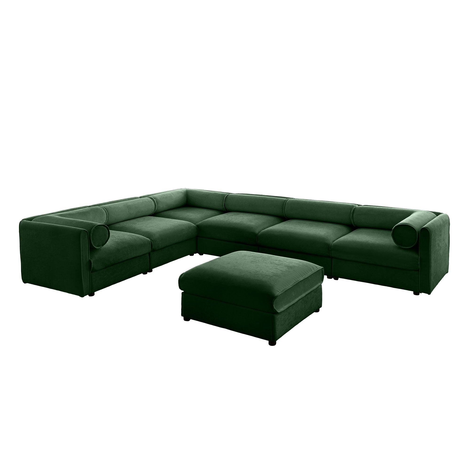 Contemporary Elegant White Chenille Sofa With Storage And Ottoman