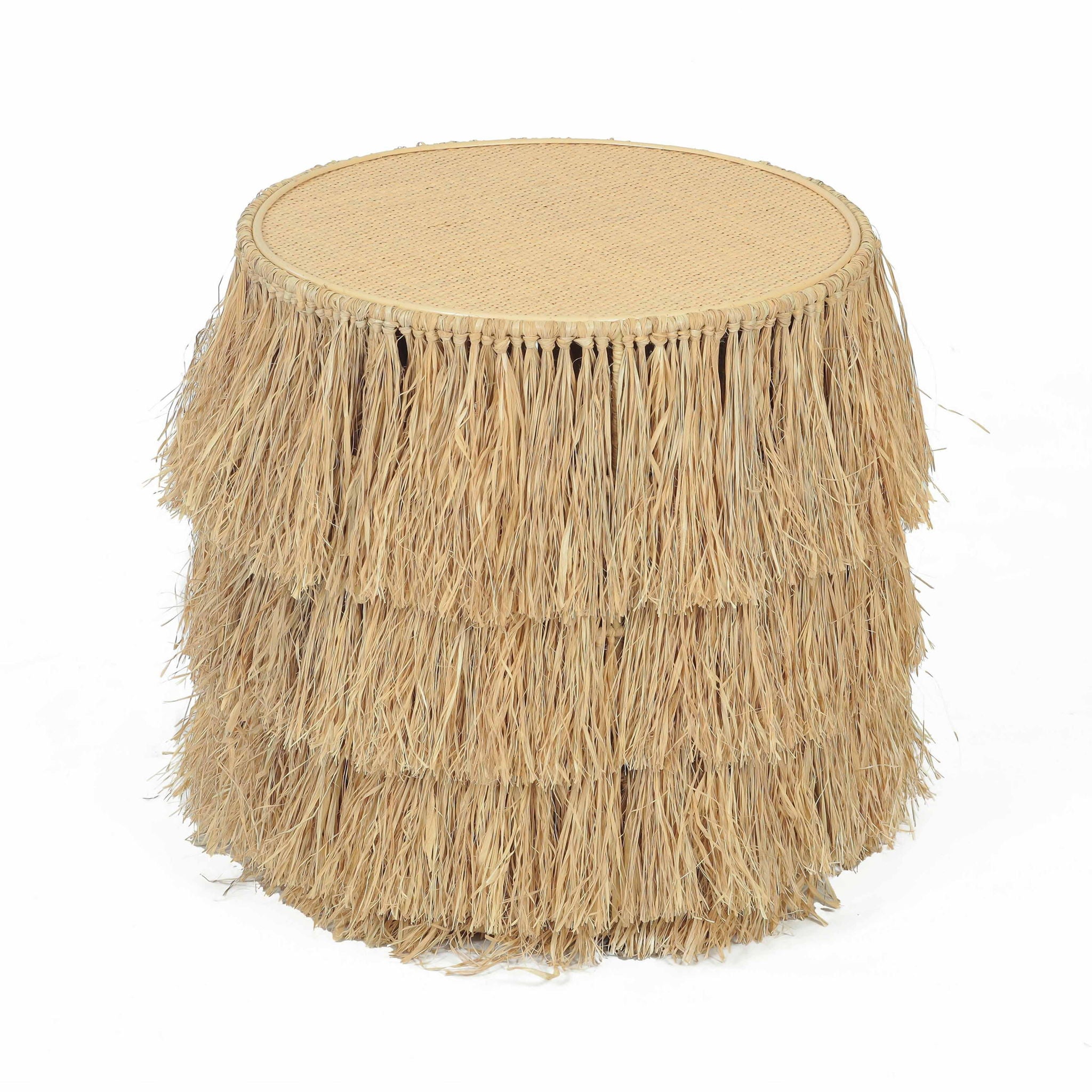 Luau - Rattan Round End Table - Natural - Best Buy Furniture