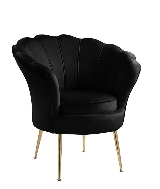 Angelina - Velvet Scalloped Back Barrel Accent Chair With Metal Legs - Best Buy Furniture