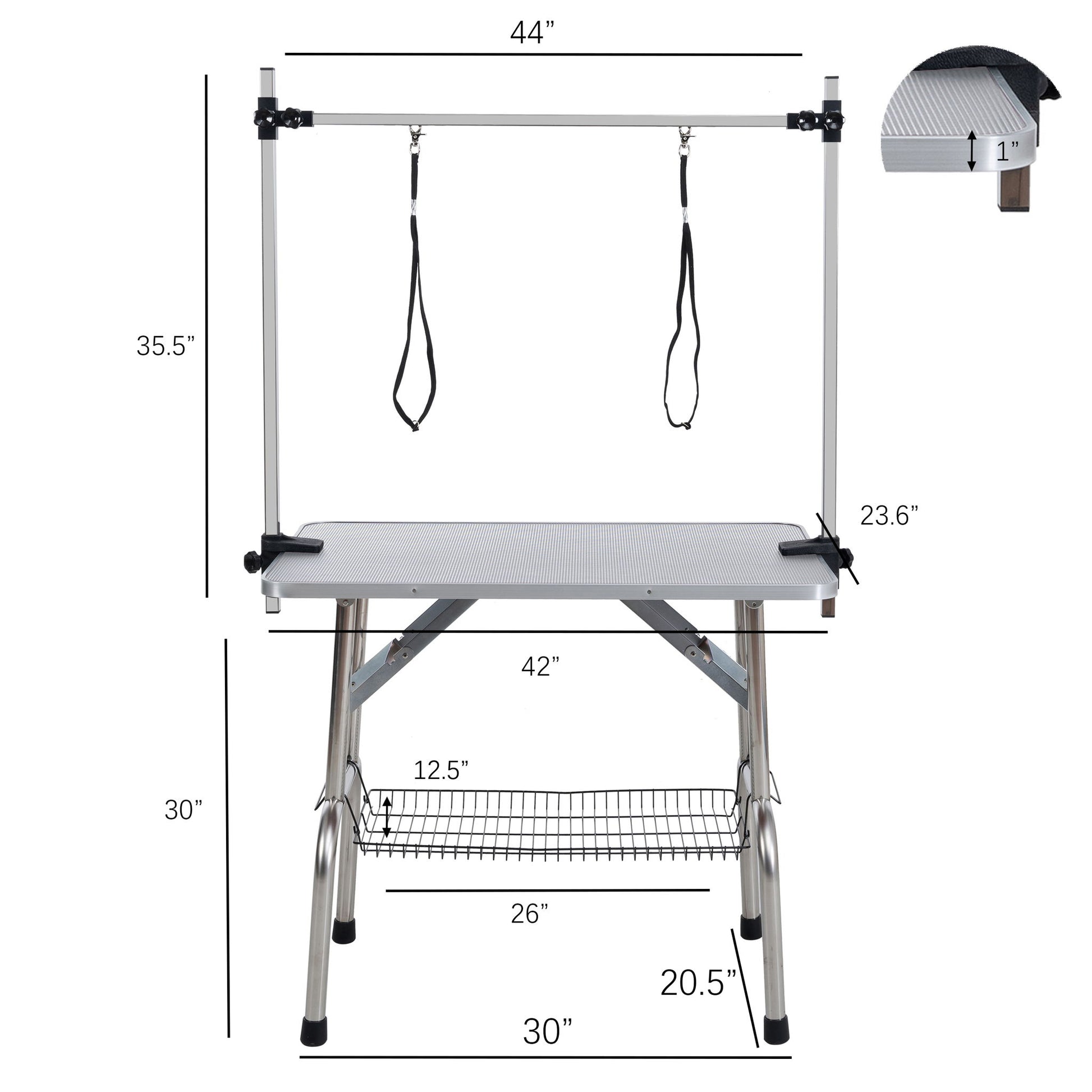 Folding Dog Pet Grooming Table Stainless Steel Frame Rubber Mat On Board With Adjustable Arm And Clamps Pet Dog Cat Grooming Table - Best Buy Furniture