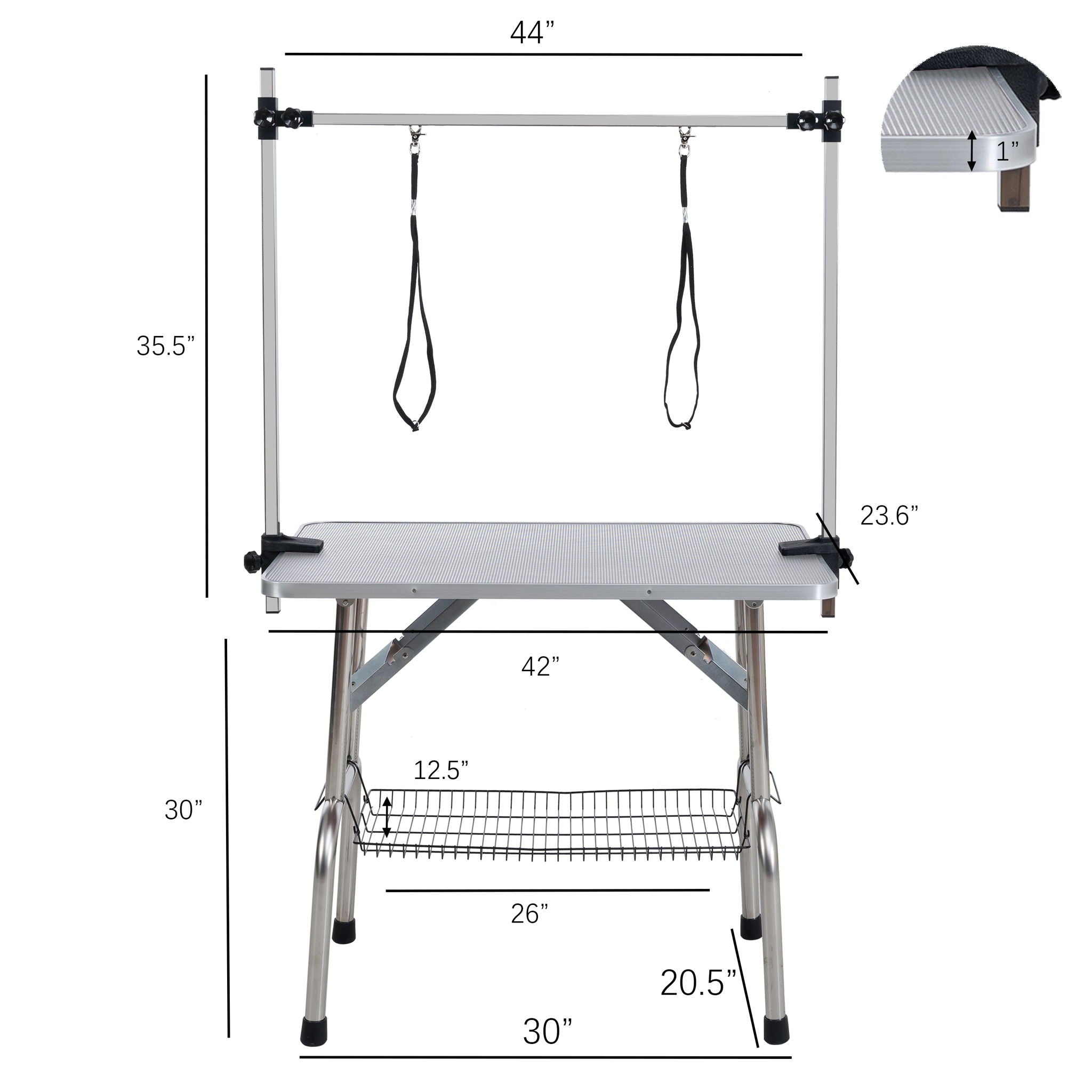 Folding Dog Pet Grooming Table Stainless Steel Frame Rubber Mat On Board With Adjustable Arm And Clamps Pet Dog Cat Grooming Table - Best Buy Furniture