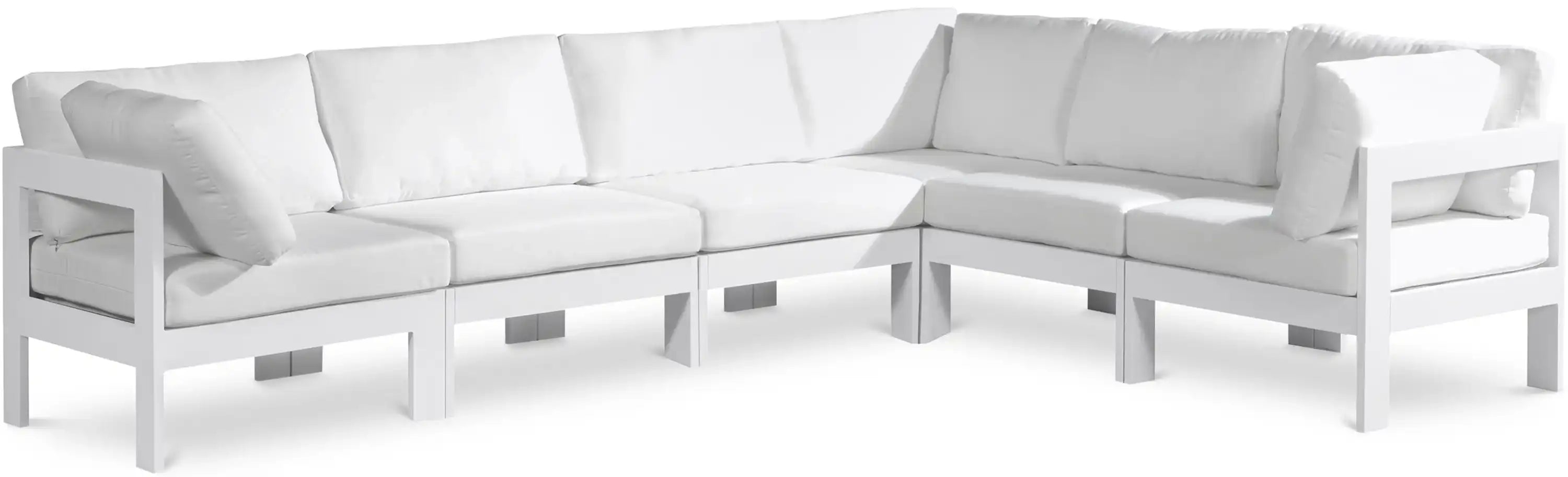 Nizuc - Outdoor Patio 6 Piece Modular Sectional With White Frame - Best Buy Furniture