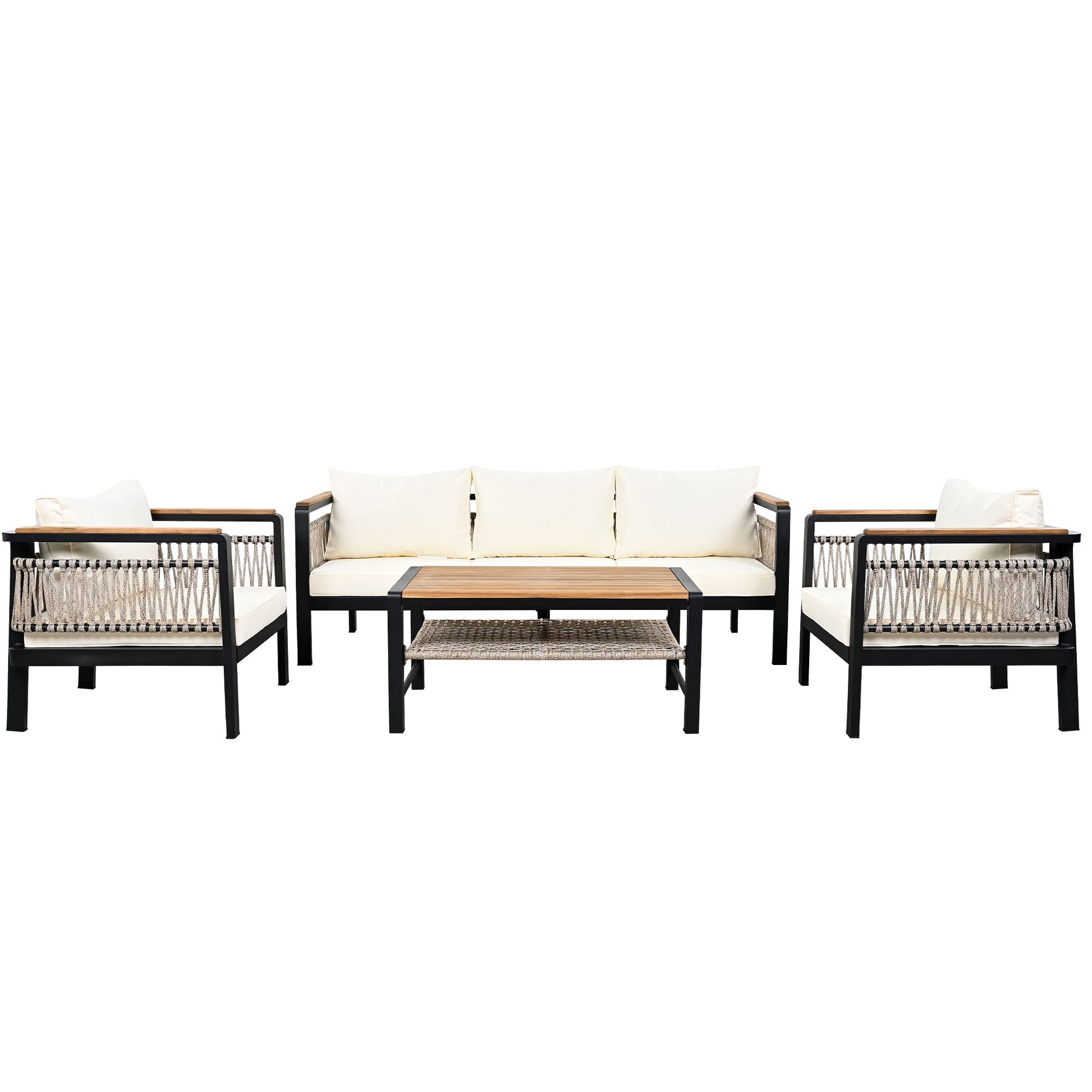 4 Pieces Outdoor Sectional Sofa Set 5 Person Patio Seating Group Outdoor Conversation Set With Cushions And A Coffee Table For Patios - Best Buy Furniture
