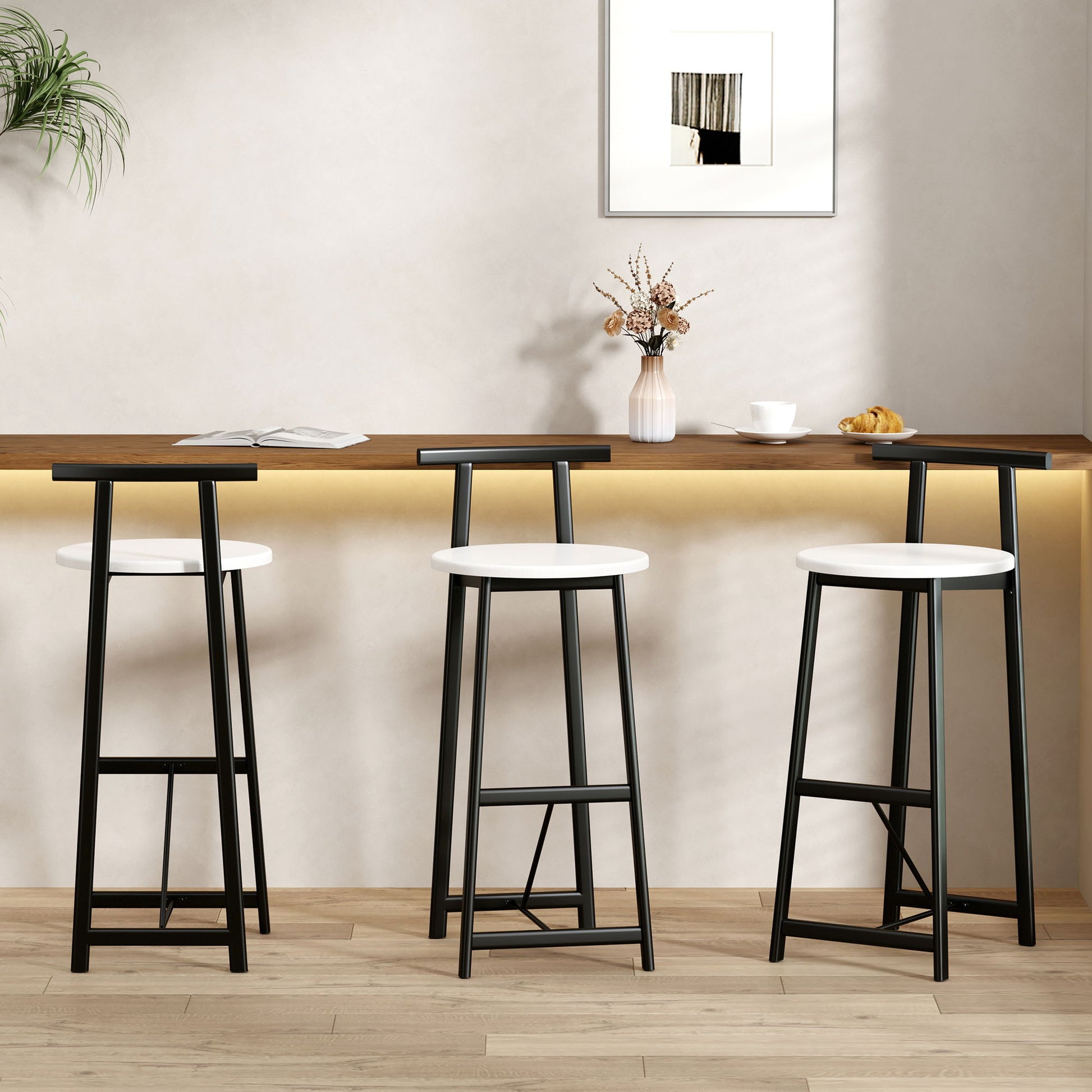 Modern Bar Stools With Backrest For Kitchen (Set of 3) - Best Buy Furniture