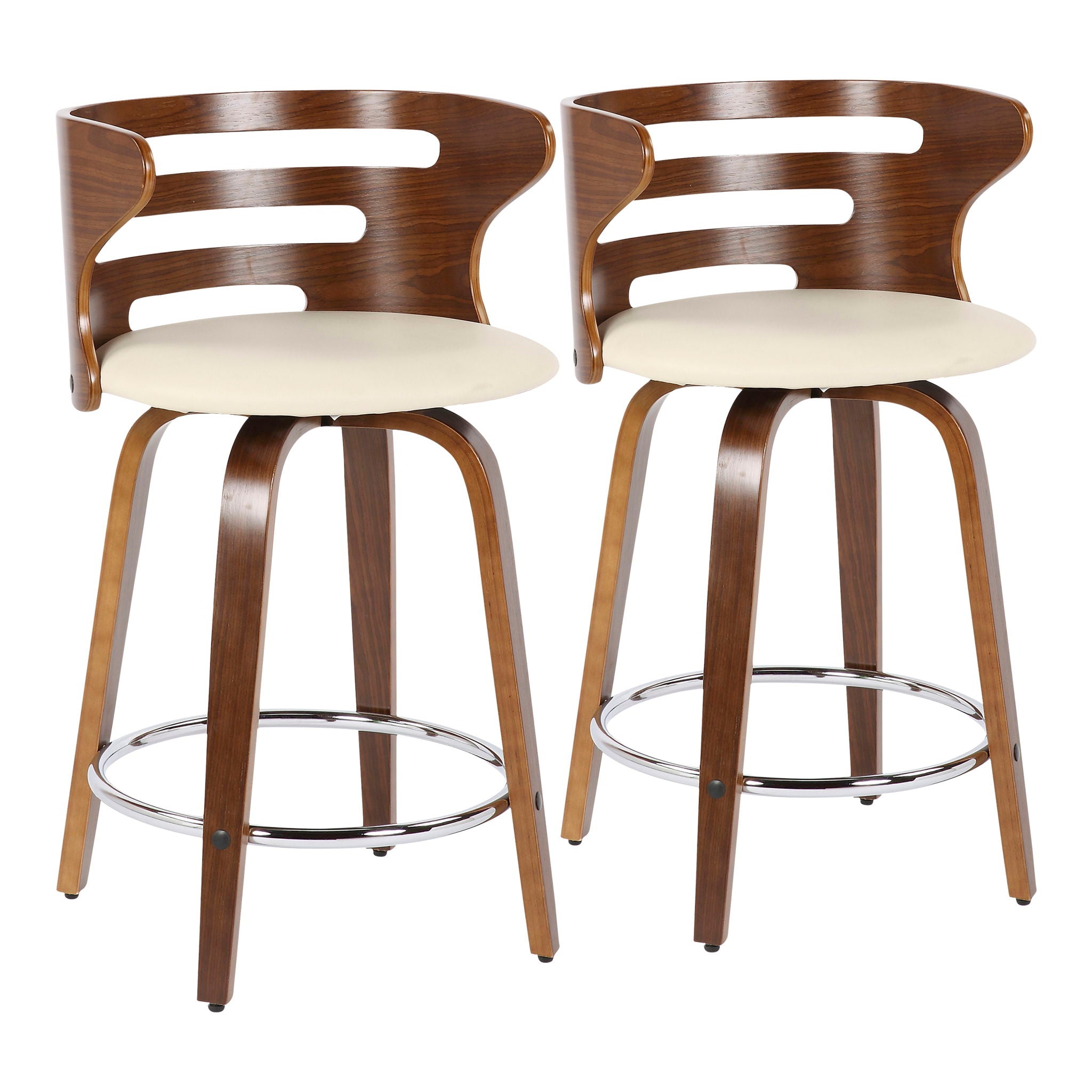 Cosini - Mid Century Modern Fixed Height Counter Stool With Footrest With Swivel (Set of 2) - Best Buy Furniture