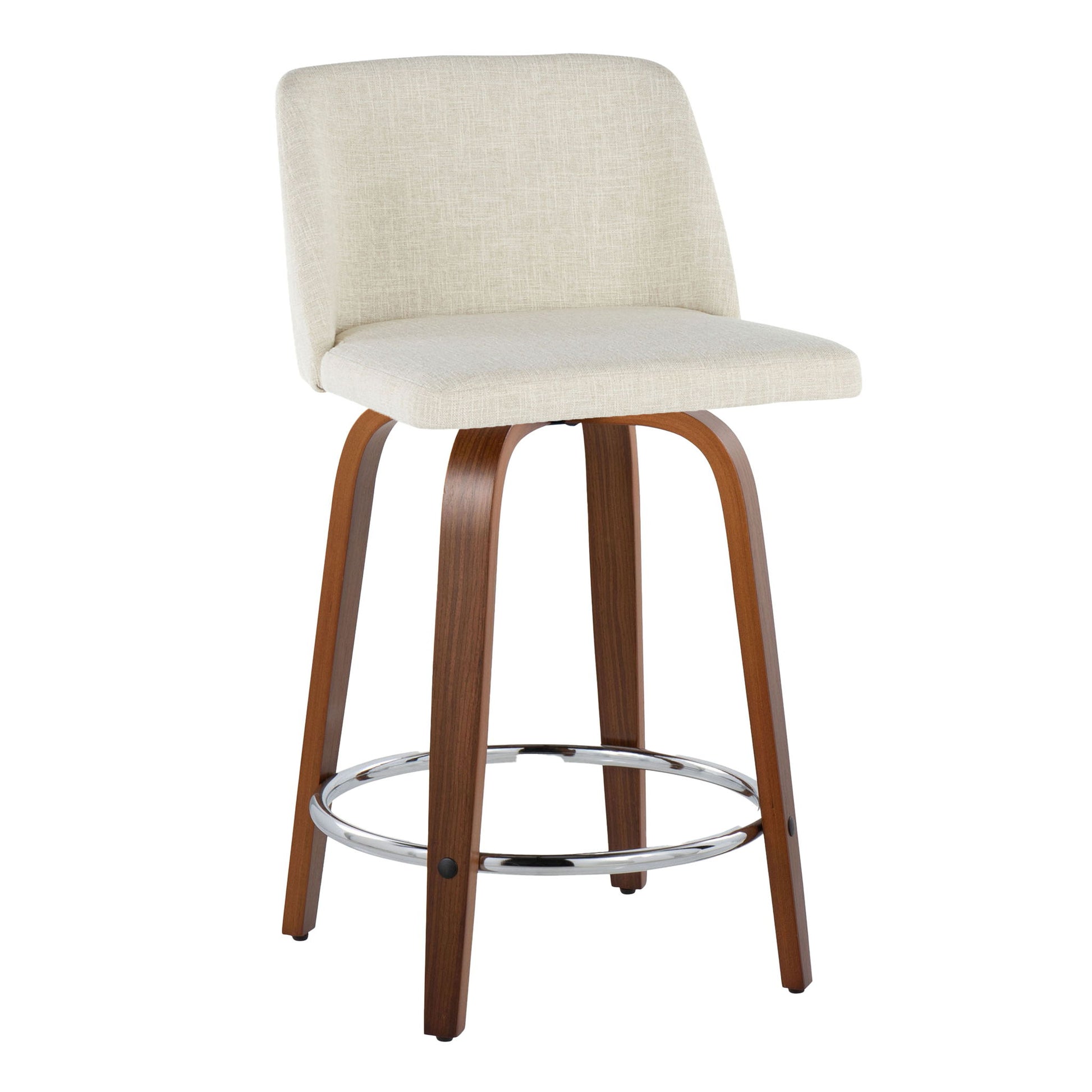Toriano - Mid Century Modern Fixed Height Counter Stool With Swivel With Round Footrest (Set of 2) - Best Buy Furniture