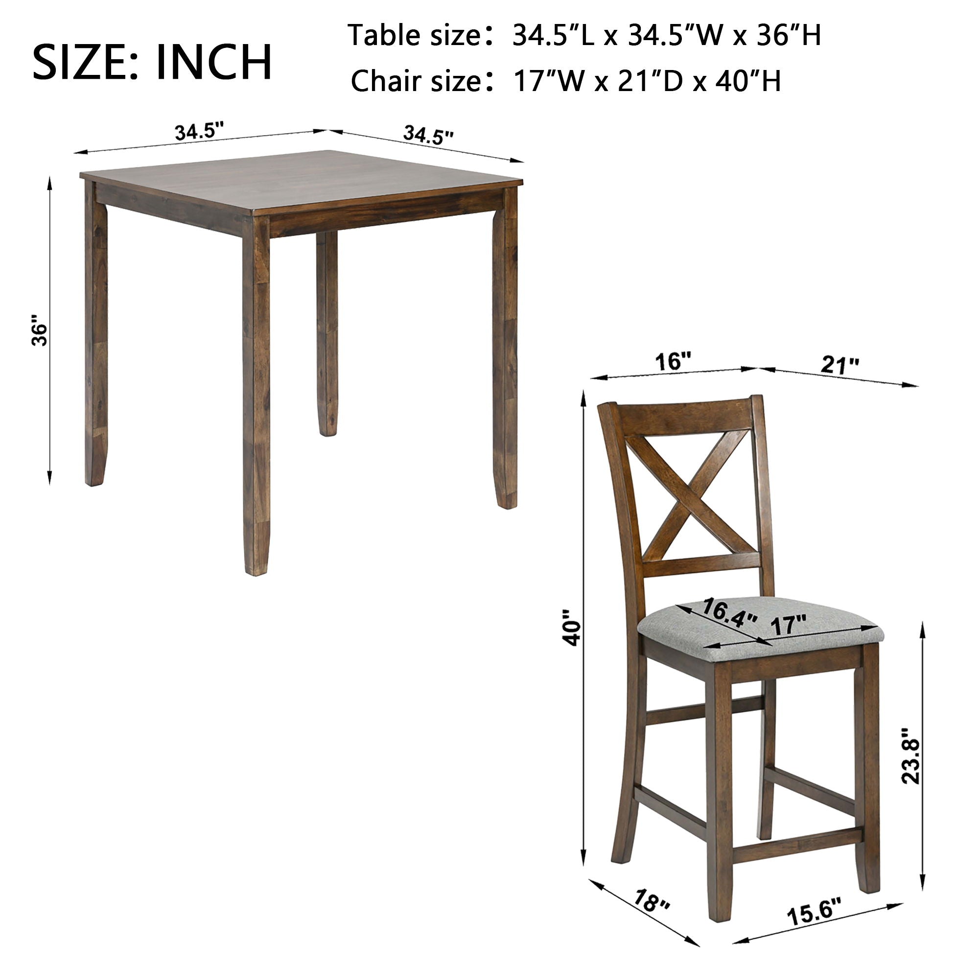 5 Piece Dining Table Set, Wooden Dining Square Table Set For 4 - Best Buy Furniture