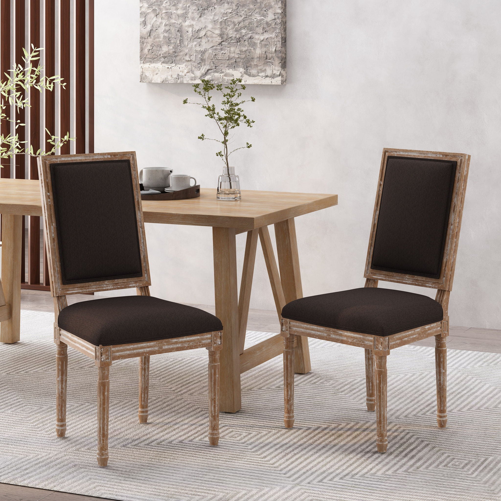 French Country Style Dining Chair With Upholstered Seating And Fluted Legs - Best Buy Furniture