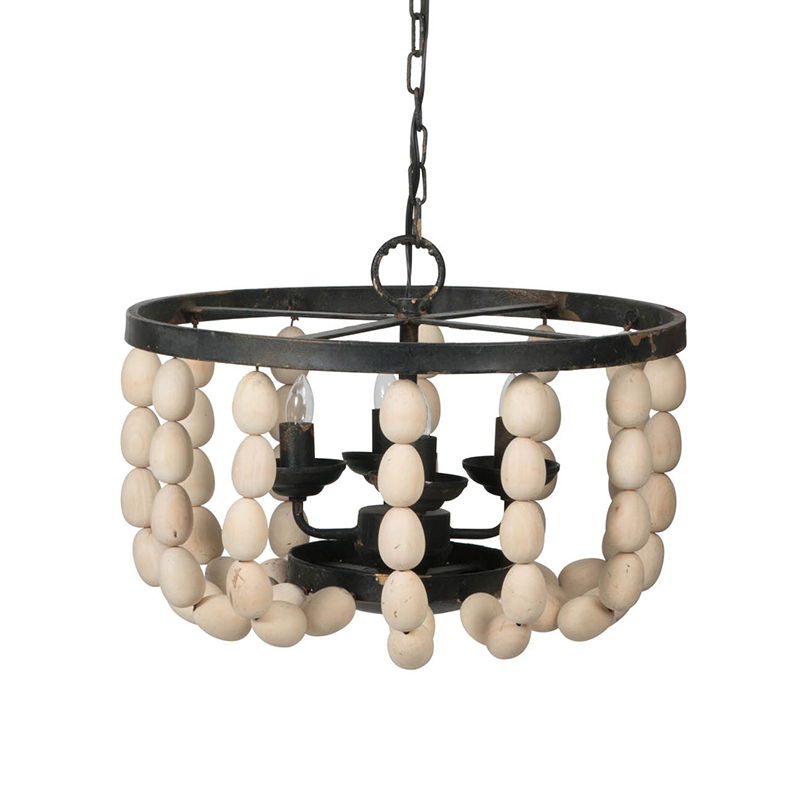 4 Light Wood Chandelier, Hanging Light Fixture With Adjustable Chain For Kitchen, Bulb Not Included - Cream - Best Buy Furniture