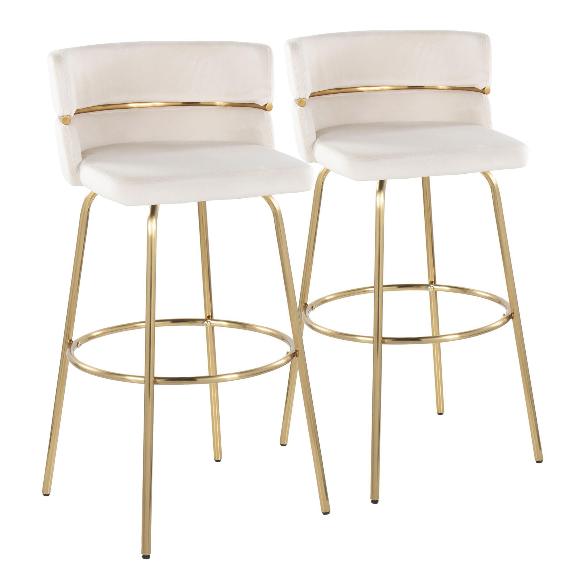 Cinch - Glam / Art Deco Fixed Height Barstool With Swivel With Round Footrest (Set of 2) - Best Buy Furniture