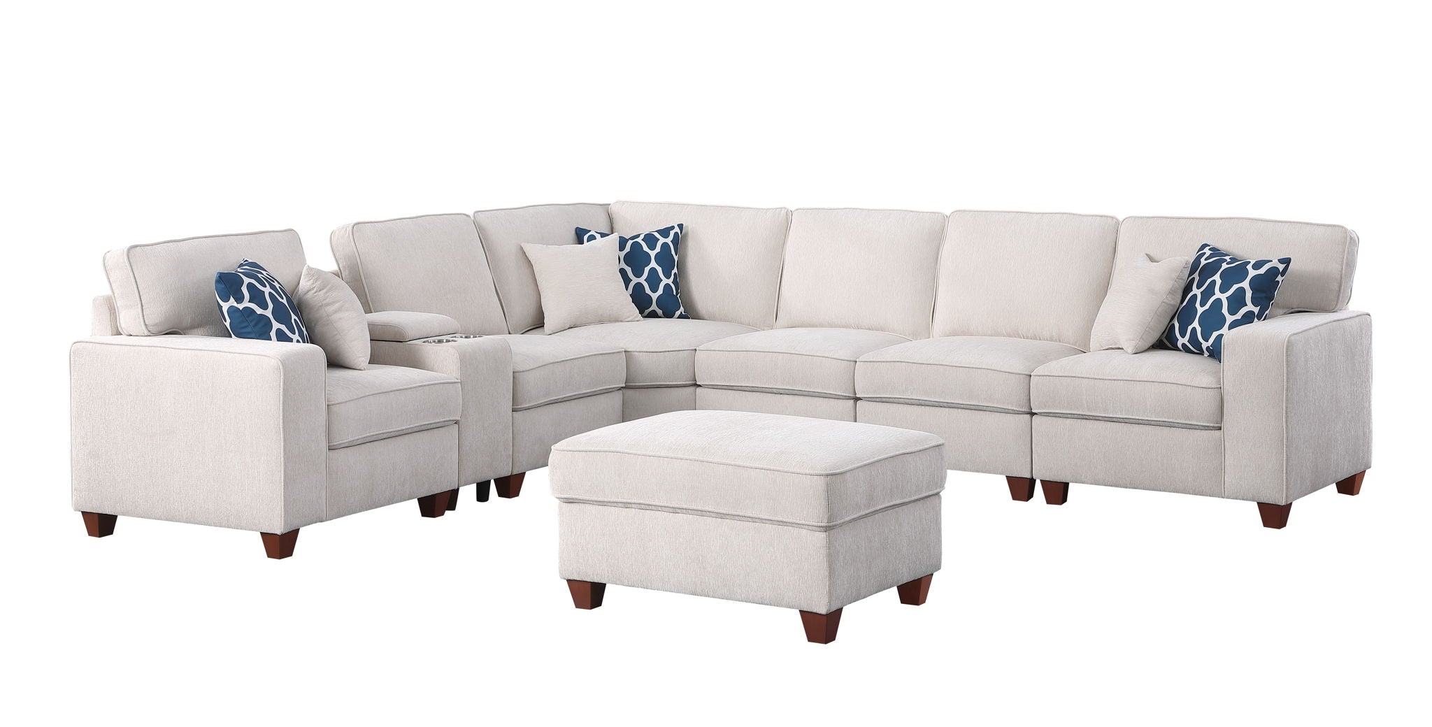 Rene - Sectional Sofa With Ottoman - Beige - Best Buy Furniture