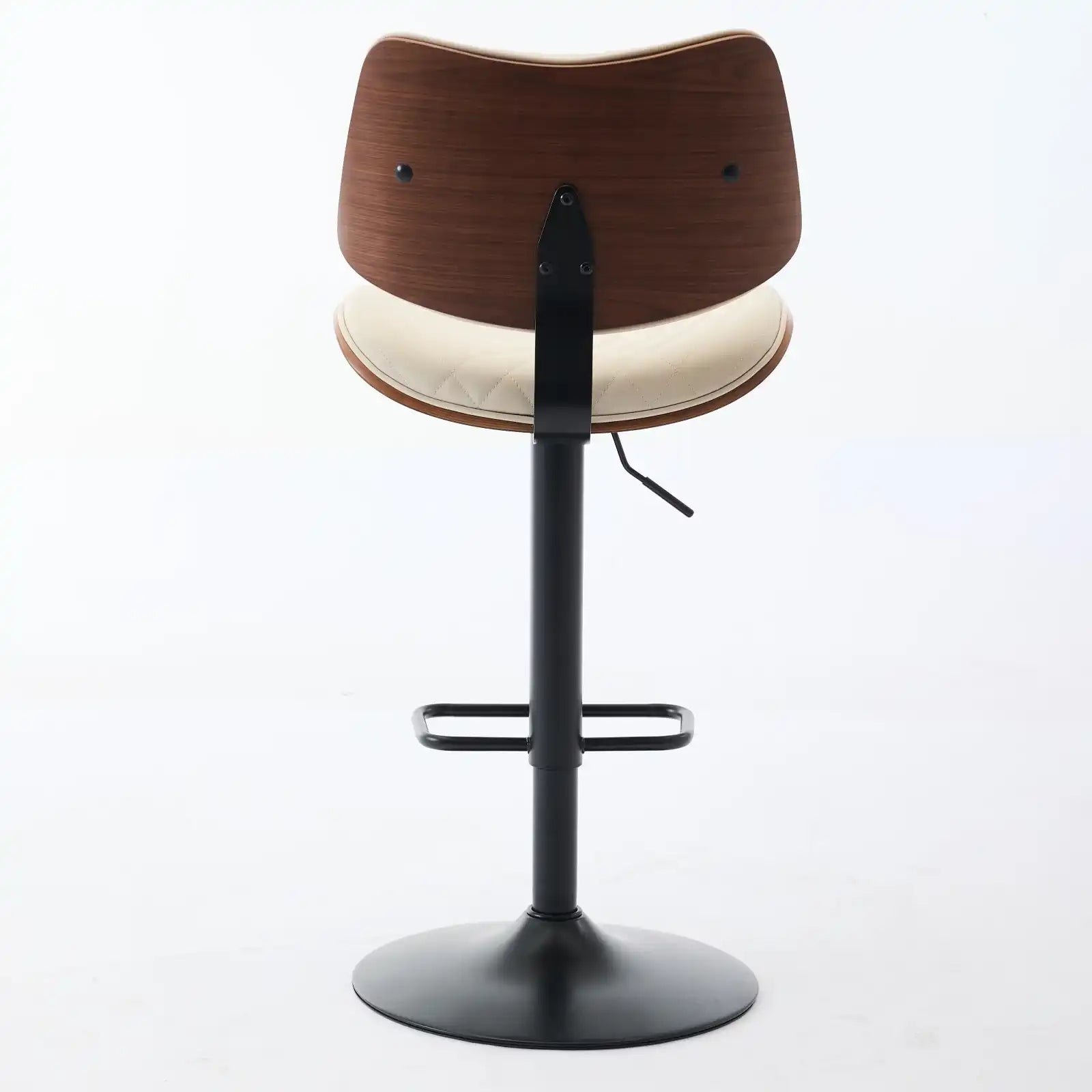 Mid Century Modern Walnut Bar Stool, Adjustable Black Leather Swivel Chair, Beige - Best Buy Furniture