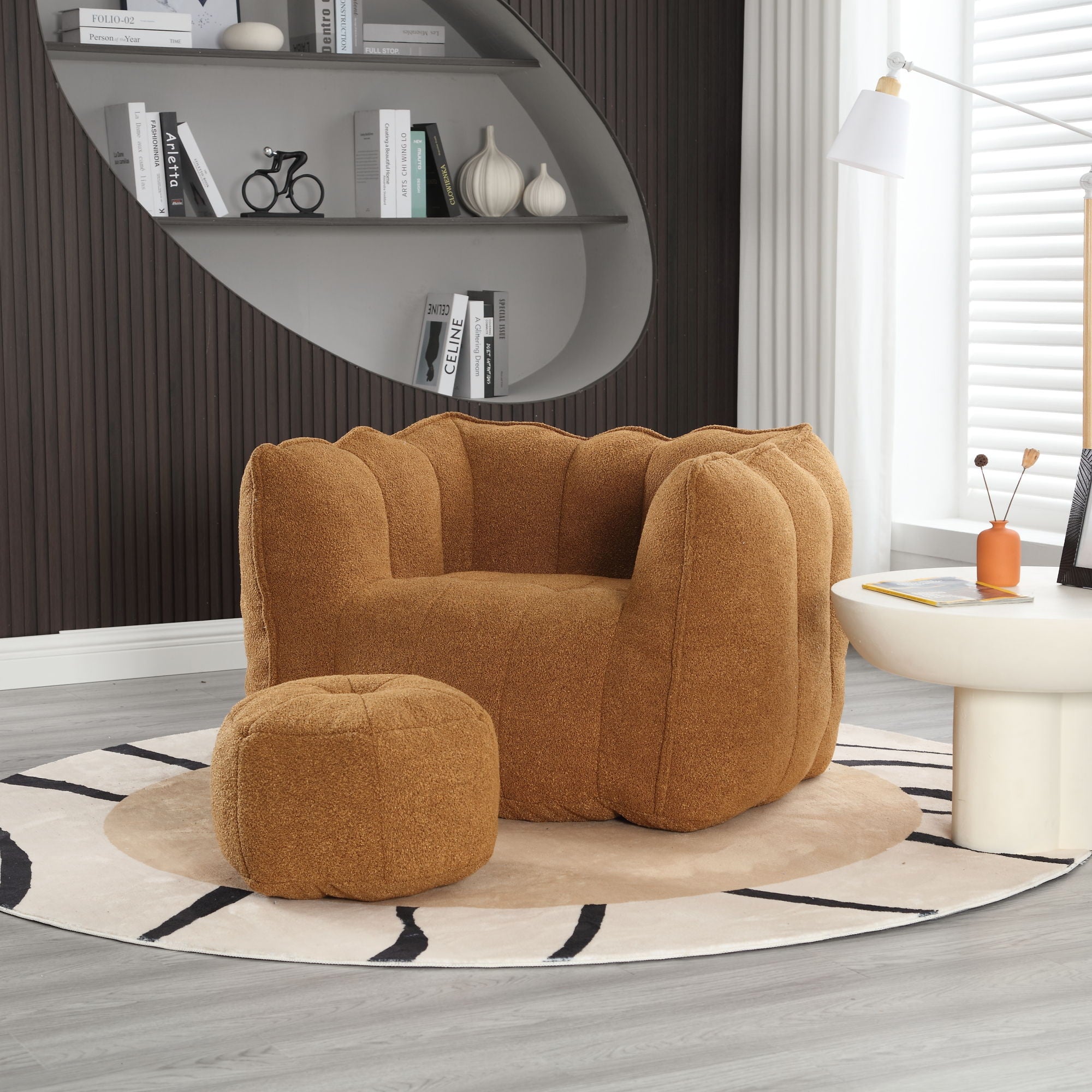 Soft Chenille Bean Bag Chair With High Resilient Foam