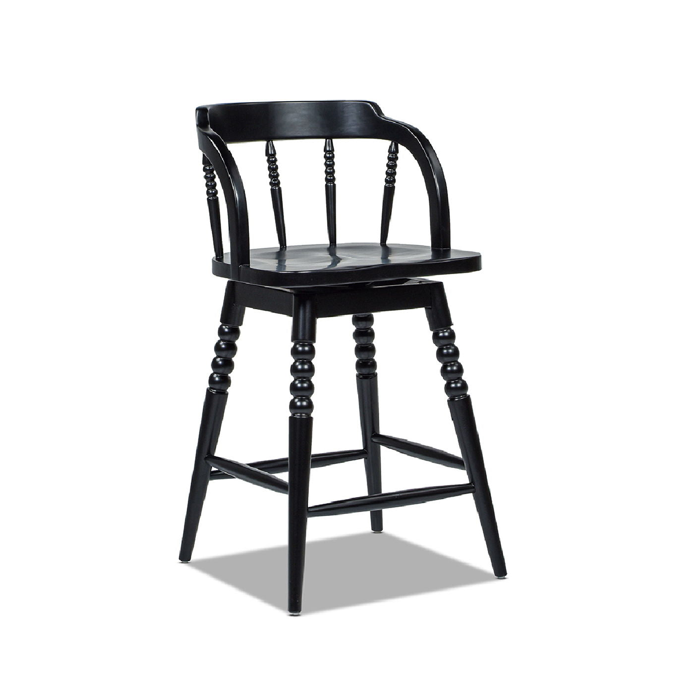 Breda - Turned Bubble Spindle Low Back Counter Stool - Black - Best Buy Furniture
