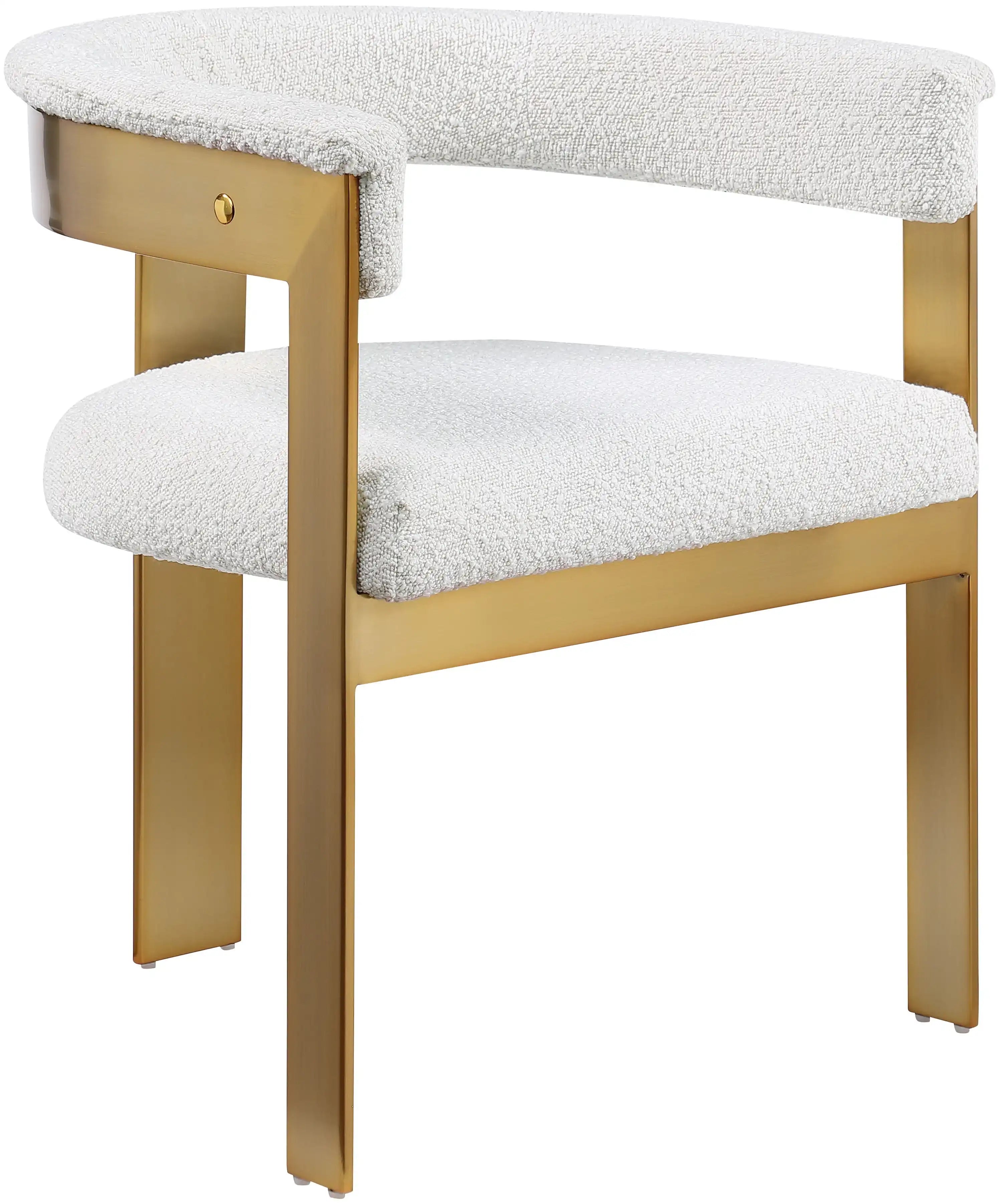 Romeo - Boucle Dining Chair With Gold Base (Set of 2) - Best Buy Furniture