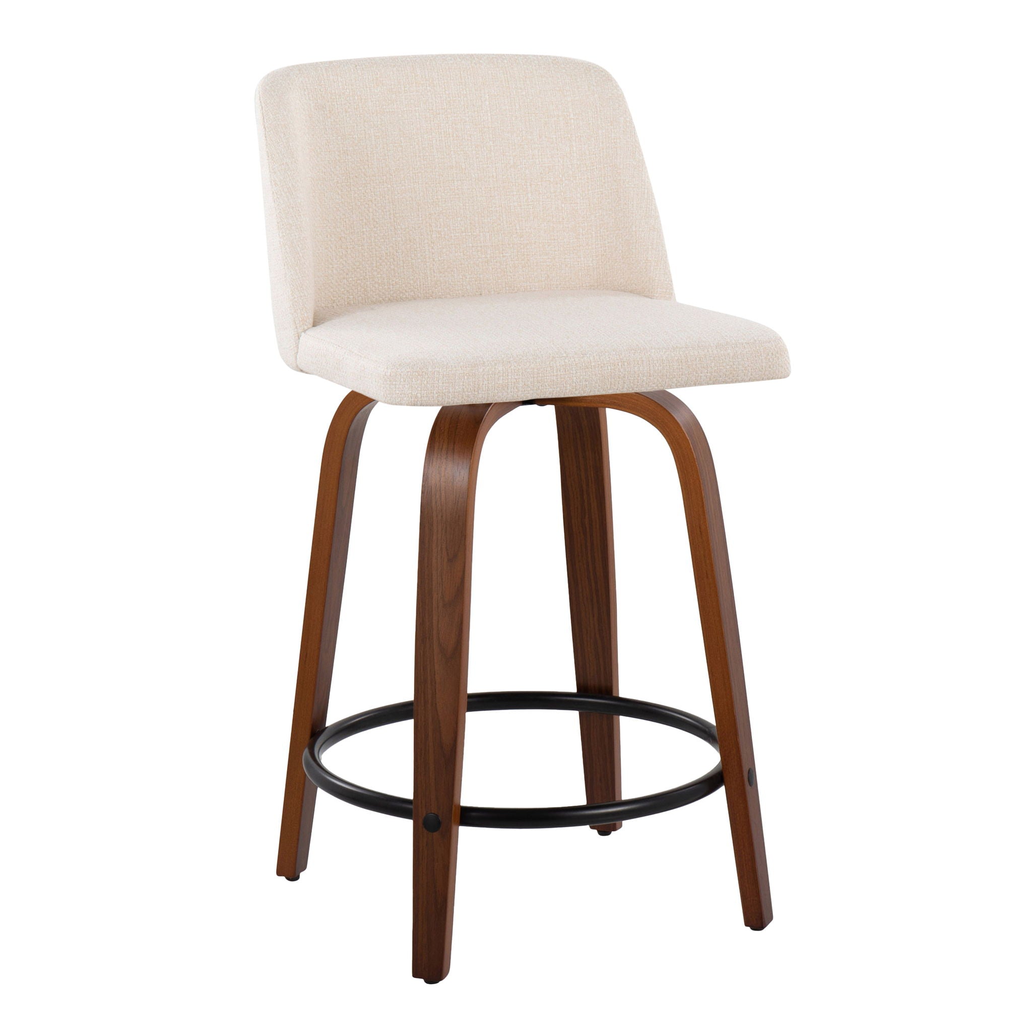 Toriano - Mid Century Modern, Fixed Height Counter Stool & Swivel And Round Footrest (Set of 2) - Best Buy Furniture