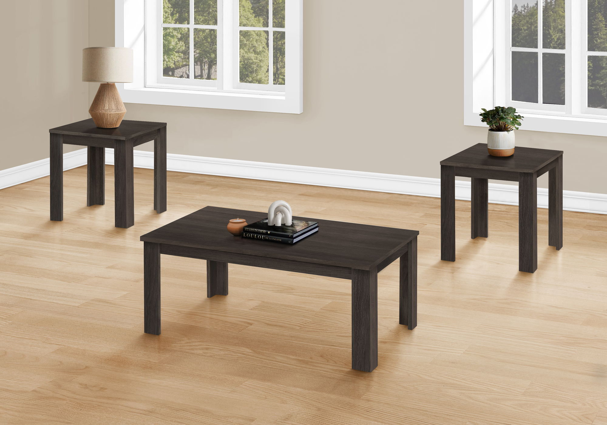 Table Set, Coffee, End, Side, Accent For Living Room, Transitional (Set of 3) - Oak - Best Buy Furniture