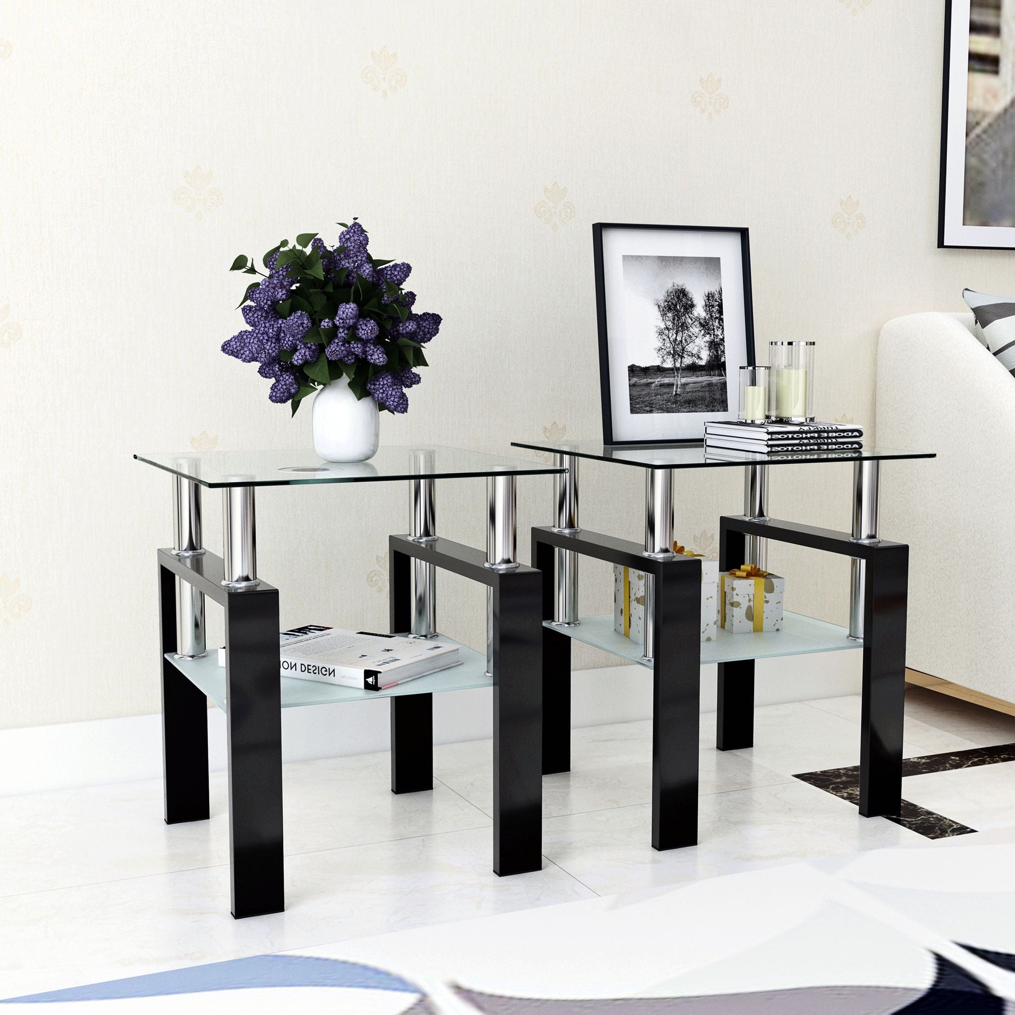 Modern Tempered Glass Tea Table, End Square Table For Living Room - Best Buy Furniture