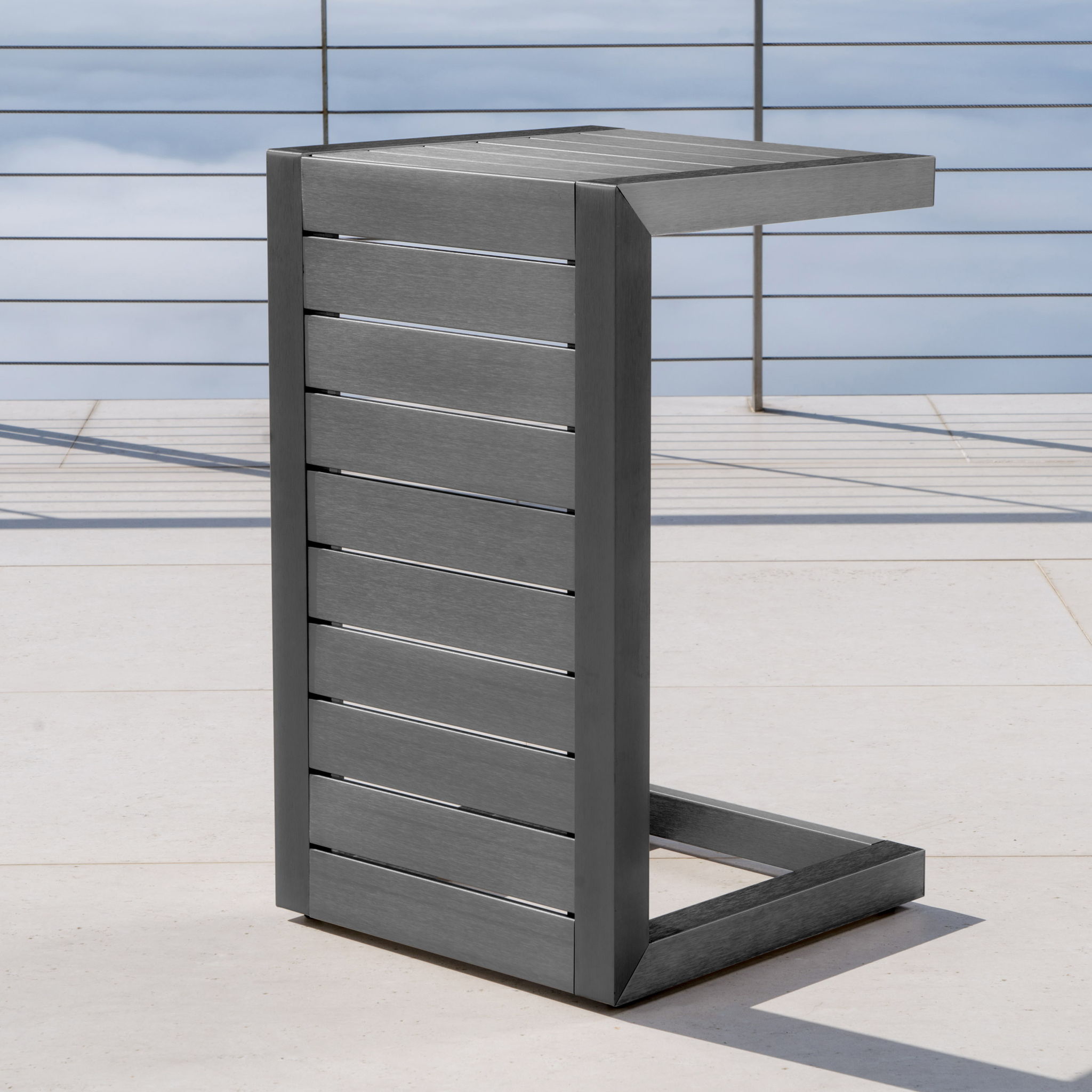 Aluminum Outdoor C - Shaped Side Table For Patio - Best Buy Furniture
