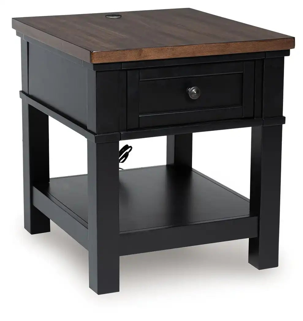 Wildenauer - Rectangular End Table - Brown / Black - Best Buy Furniture