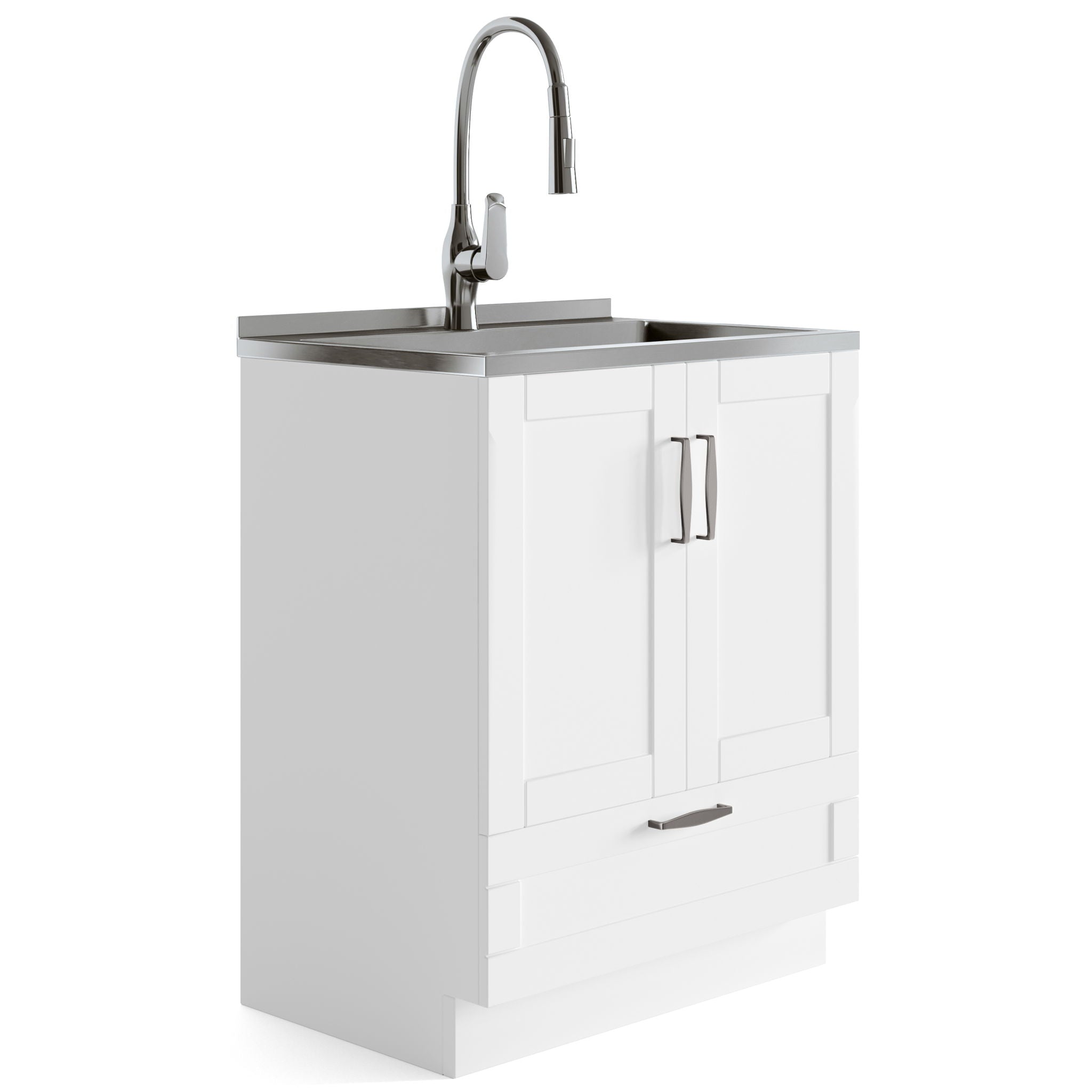 Reed - Deluxe Laundry Cabinet With Pull-Out Faucet And Stainless Steel Sink - Best Buy Furniture