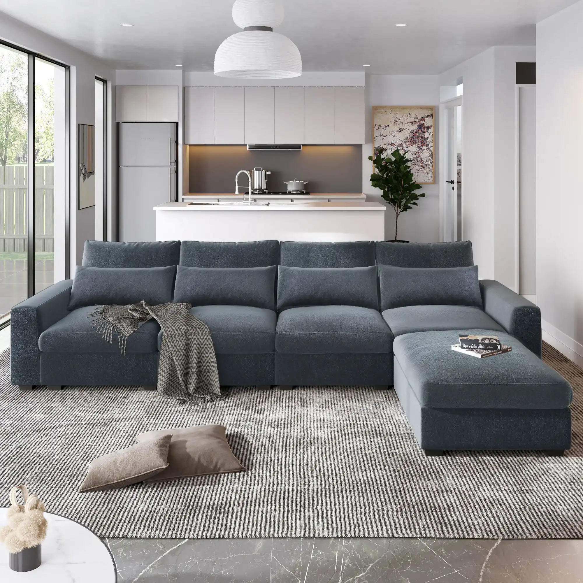 Modern Large L-Shape Sectional Sofa, Convertible Sofa Couch with Reversible Chaise - Best Buy Furniture