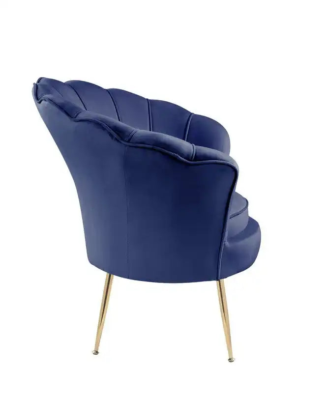 Angelina - Velvet Scalloped Back Barrel Accent Chair With Metal Legs - Best Buy Furniture