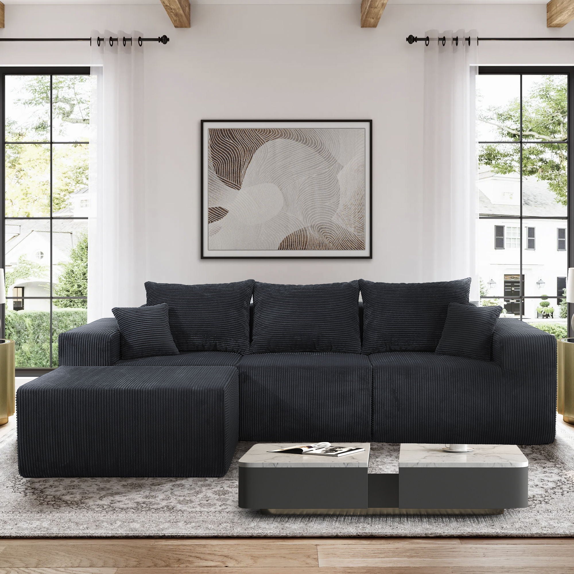Modular Sectional Sofa, Convertible Couch With Chaise Corduroy - Best Buy Furniture