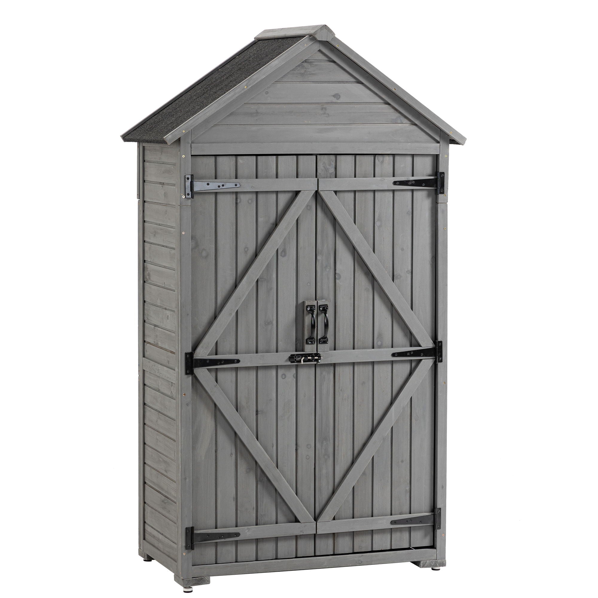 Outdoor Storage Cabinet, Garden Wood Tool Shed, Outside Wooden Shed Closet With Shelves And Latch For Yard - Best Buy Furniture