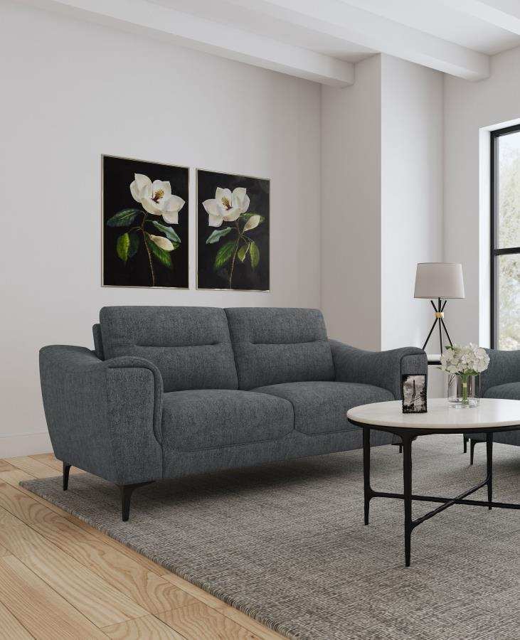 Nolan - Upholstered Sloped Track Arm Loveseat - Charcoal - Best Buy Furniture