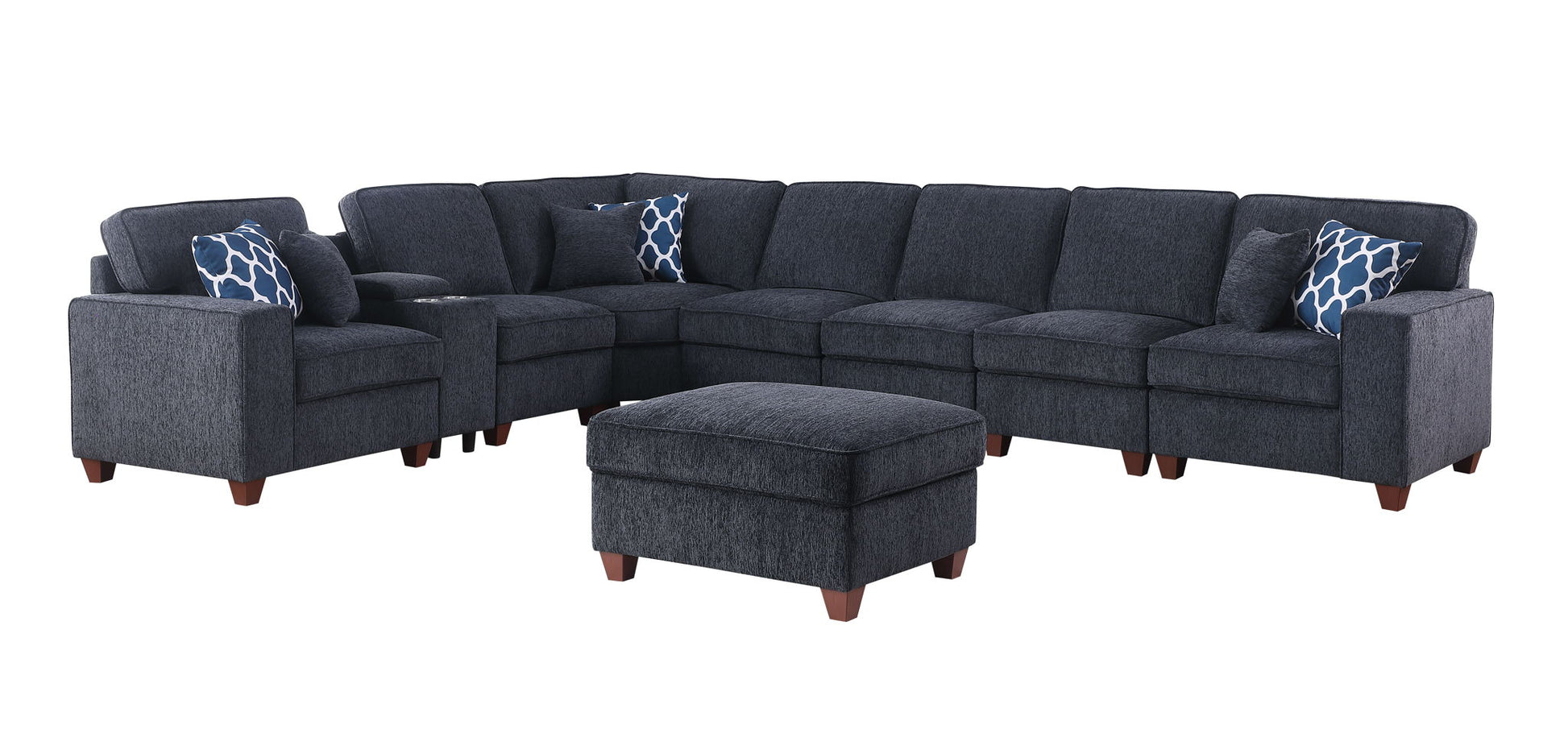Lily - Sectional Sofa With Ottoman - Black - Best Buy Furniture